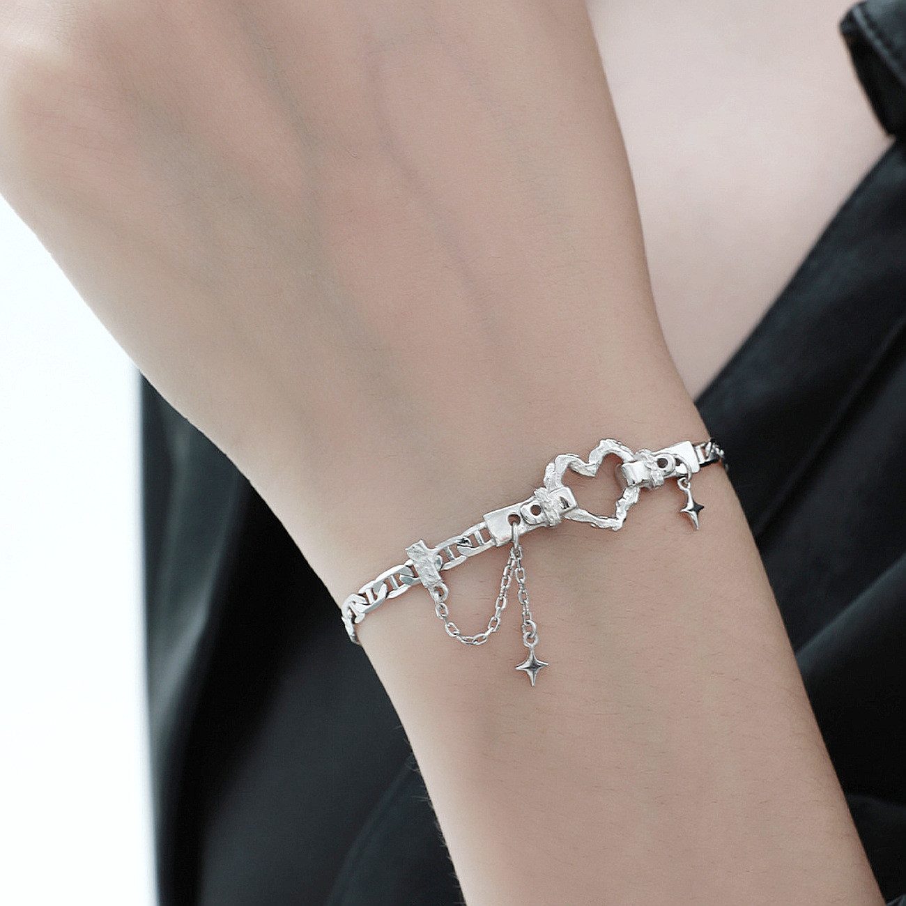 KARMA Armband Damen 925 Silber rhodiniert Herz Sterne (Sterlingsilber Schmu günstig online kaufen