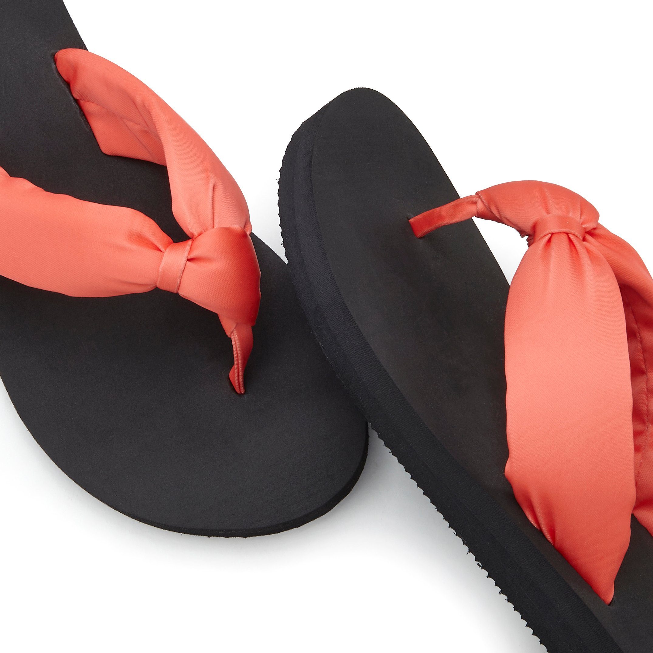 LASCANA Badezehentrenner Sandale, VEGAN Band mit Badeschuh orange-schwarz Pantolette, softem ultraleicht