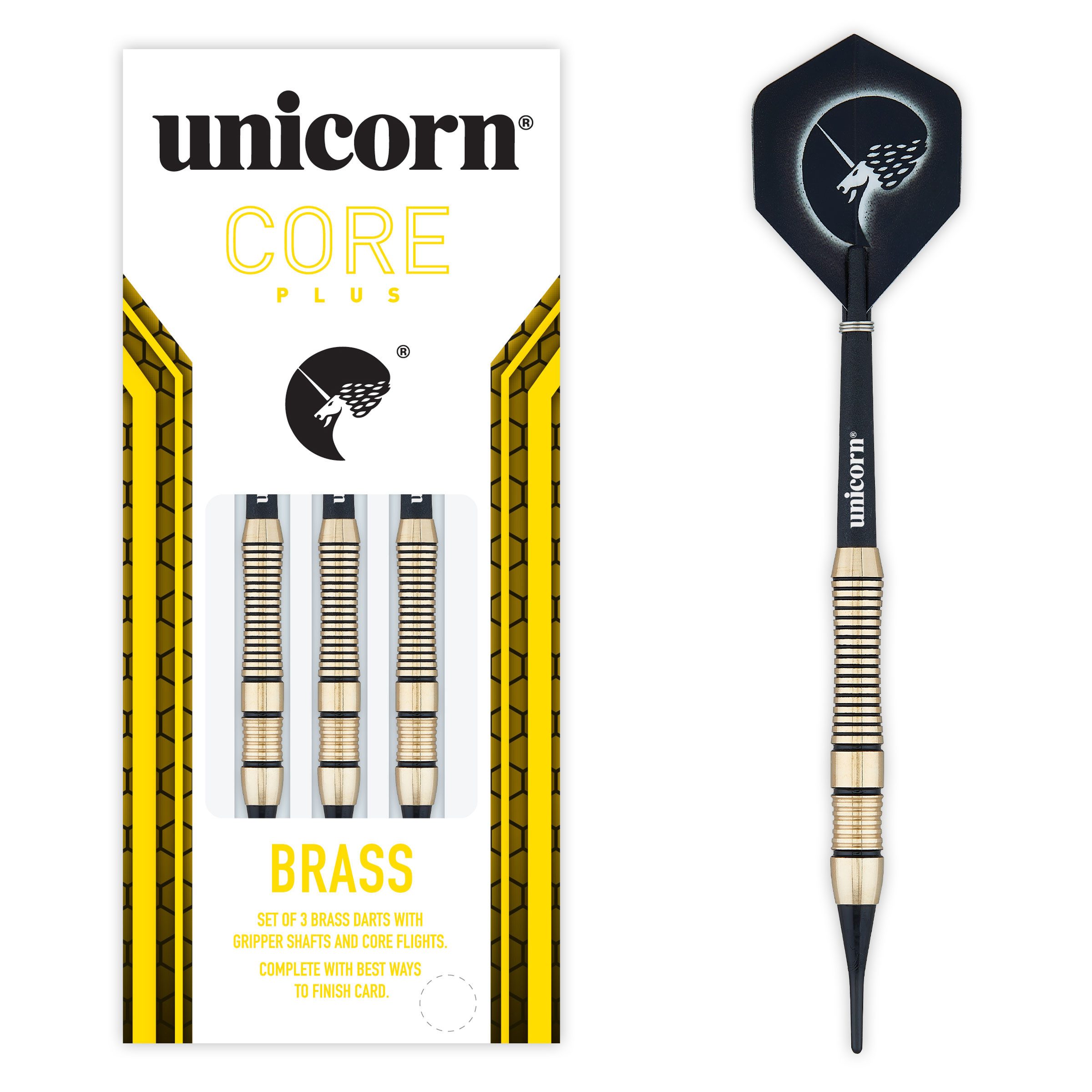 Softdarts UNICORN Softdarts Core Plus, Messing, 16g., Gold