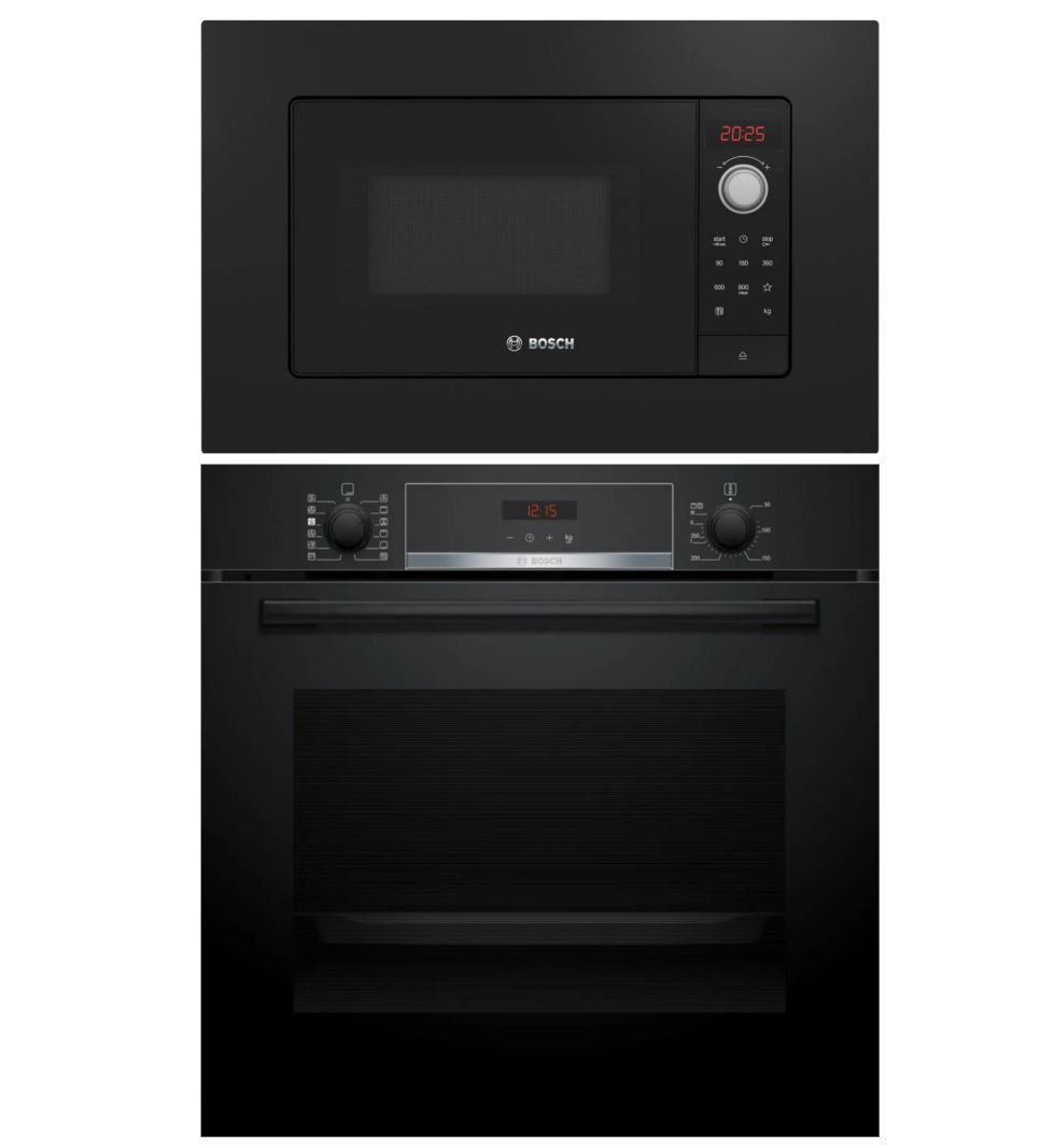 BOSCH Backofen-Set Pyrolyse AutoPilot 10 + Mikrowelle 20 Liter mit Kindersicherung