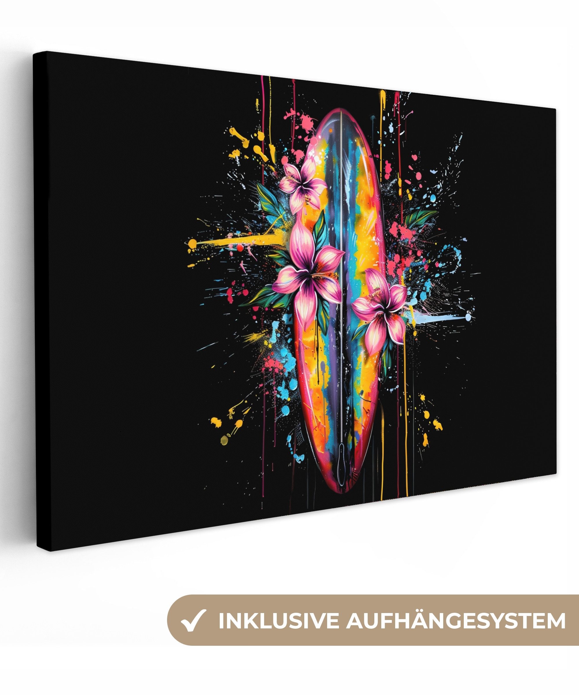 OneMillionCanvasses® Leinwandbild Graffiti - Sport - Surfen - Sommer, Fotodruck (1 St), Leinwand Bilder Klein, Wand Dekoration Aesthetic 30x20 cm