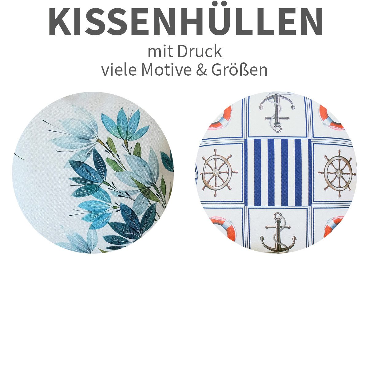 matches21 HOME & HOBBY Kissenbezüge Kissenbezüge TERESA 40 x 40 cm maritimes Motiv stilvolle Küsten-Deko, (2 Stück), Kissenhüllen für Sofakissen Dekokissen Zierkissen