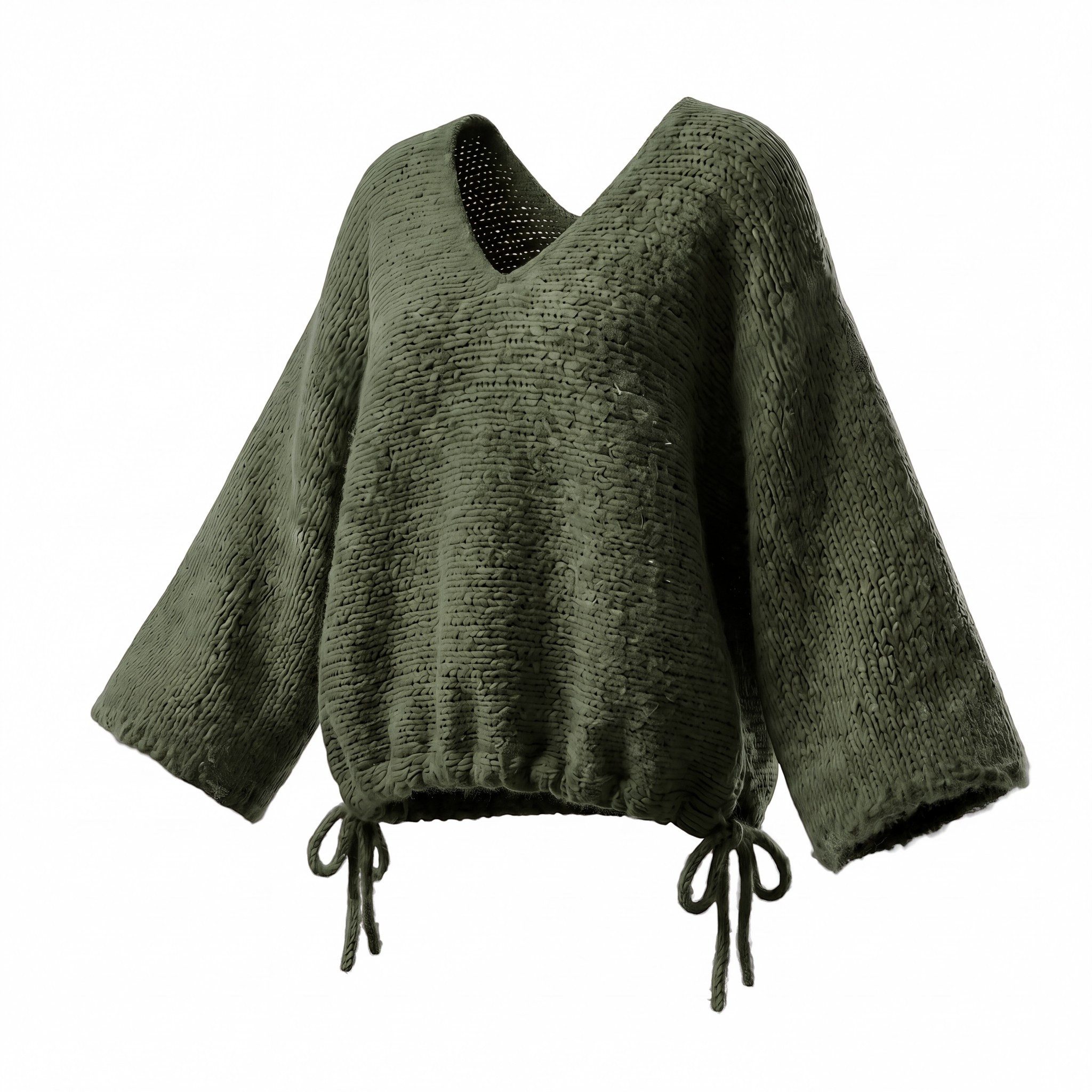 OriginalYou Strickpullover Damenpullover Grob Strick Freizeit Pulli Loop zum Binden am Saumabschluss, in Unifarbe