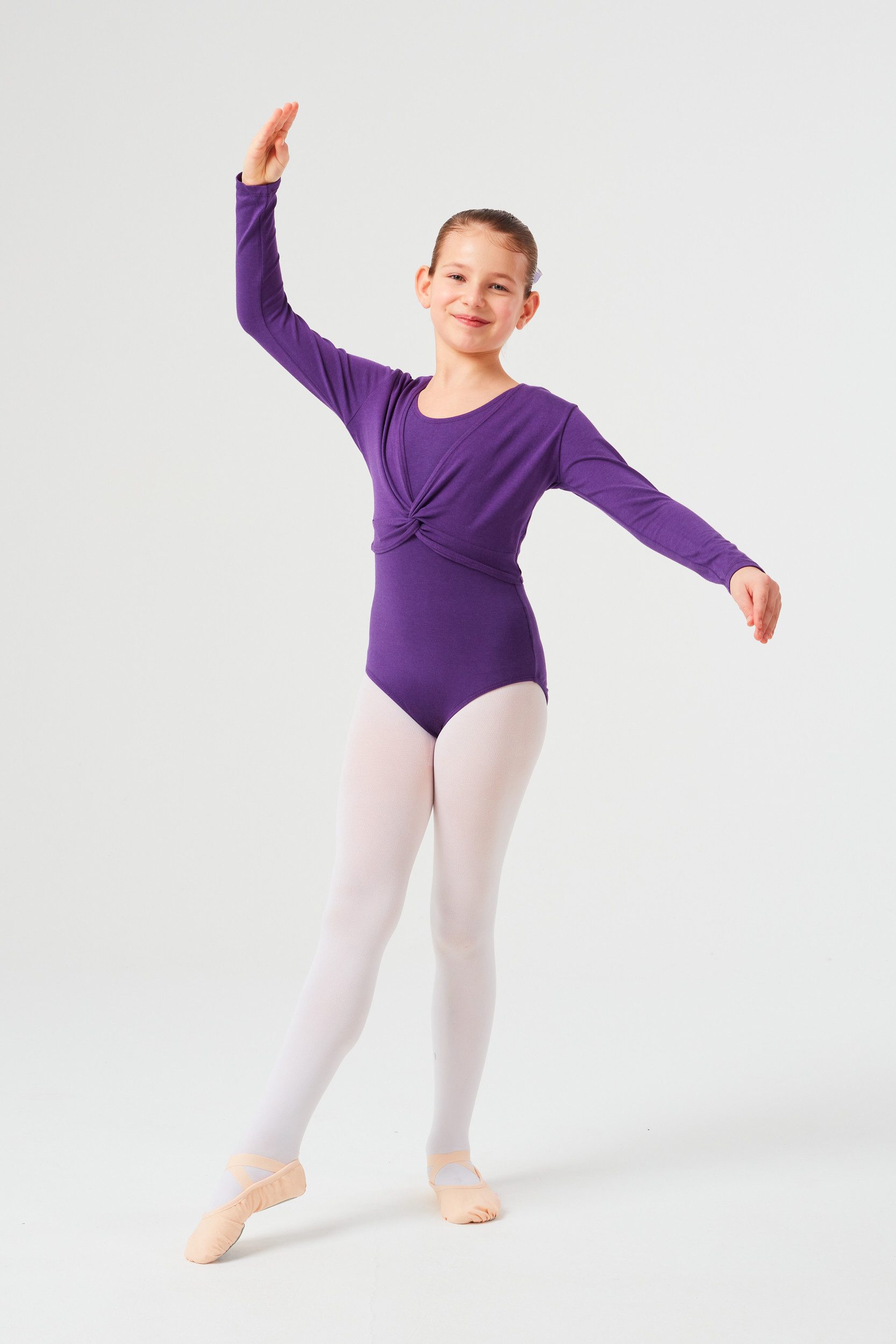 tanzmuster Crop-Top Langarm Ballett Top Mia aus wunderbar weicher Baumwolle Oberteil für Mädchen fürs Kinder Ballett – Bild 5 von 5