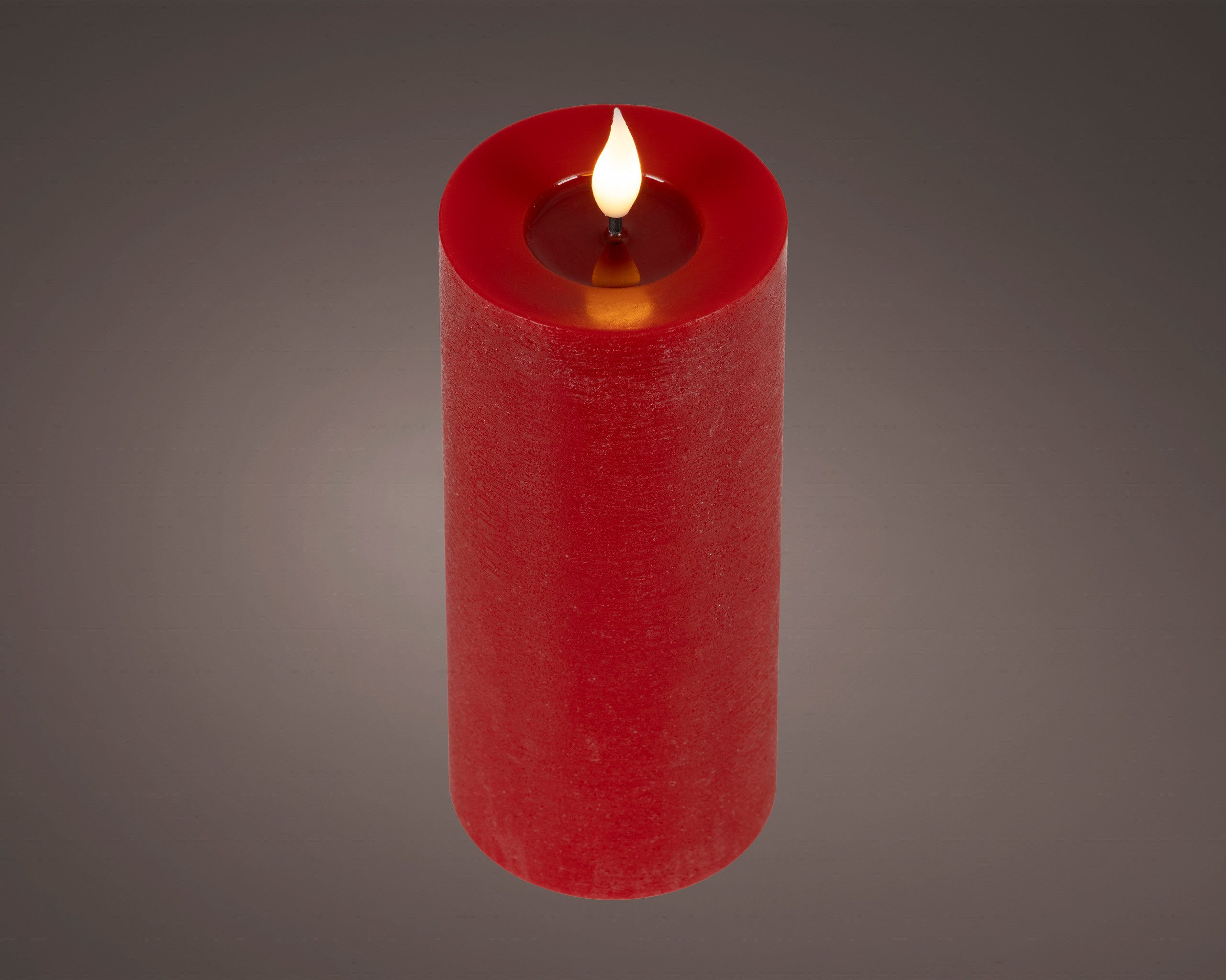 Lumineo LED-Kerze, Timer, warmweiß, LED Kerze 7,5x20cm mit Timer - Wachs Flacker-Effekt Rot Warmweiß