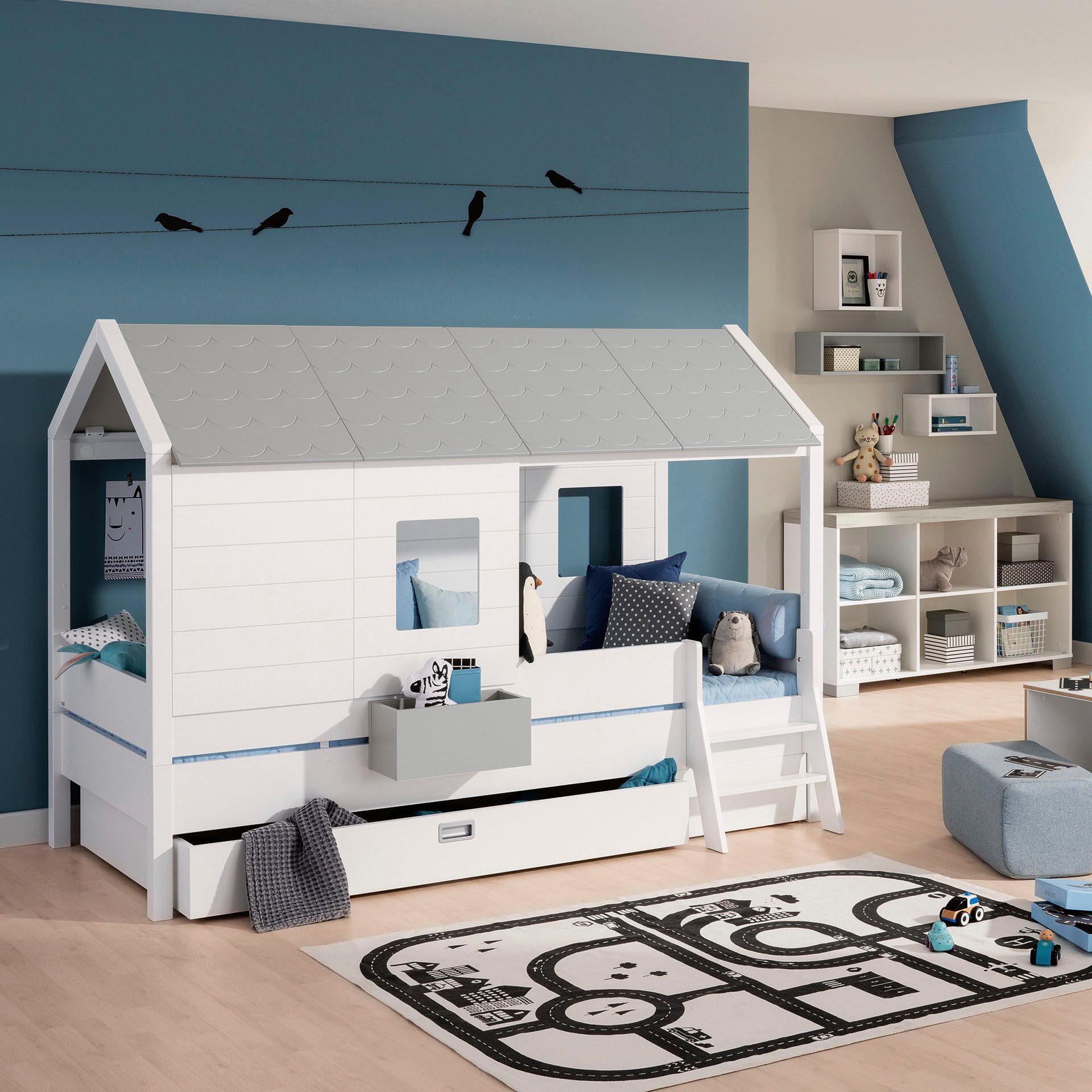 PAIDI Hausbett TINY HOUSE, Spielbett mit Rausfallschutz, individuell gestaltbar