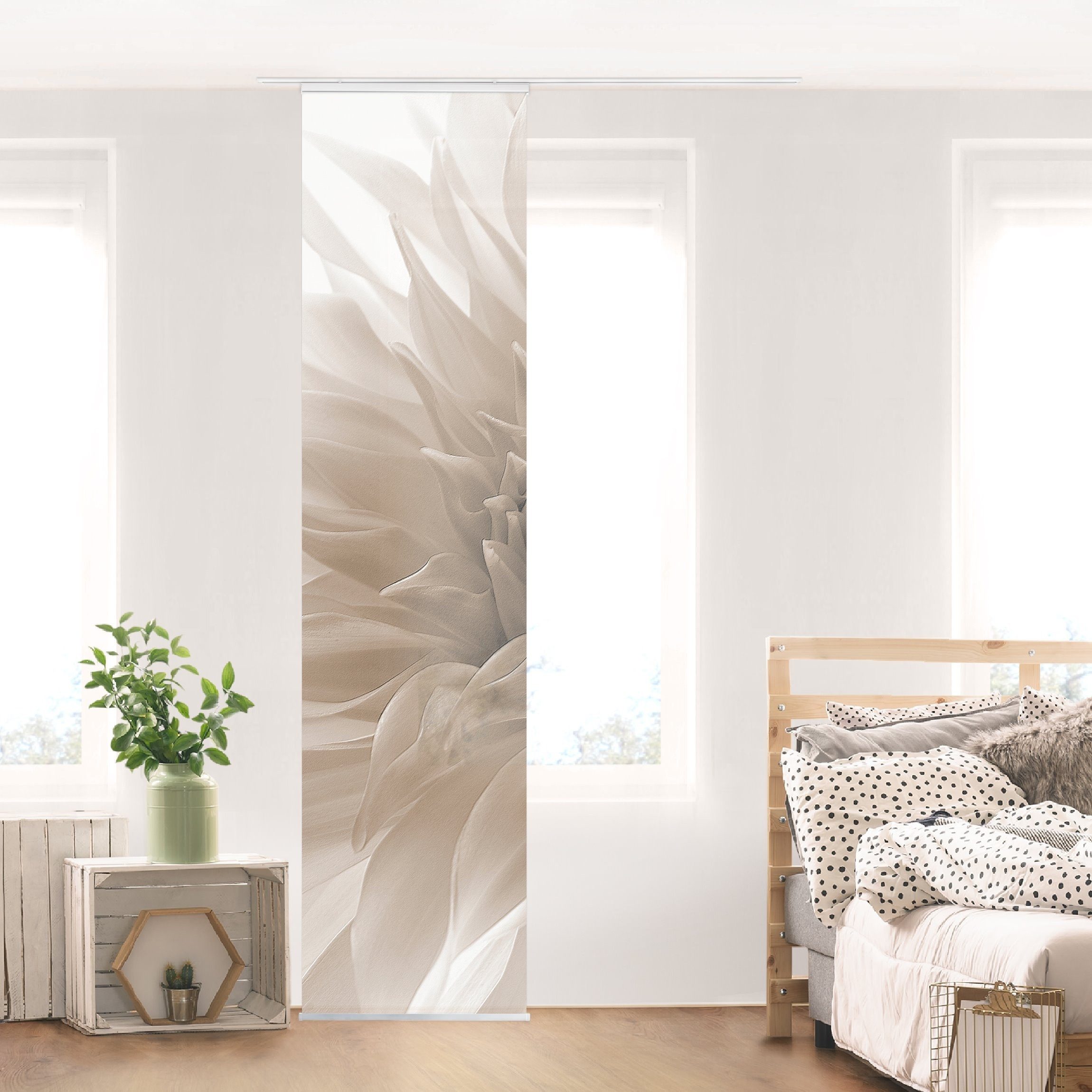 Bilderdepot24 Schiebegardine modern Flächenvorhang blickdicht Dahlie günstig online kaufen
