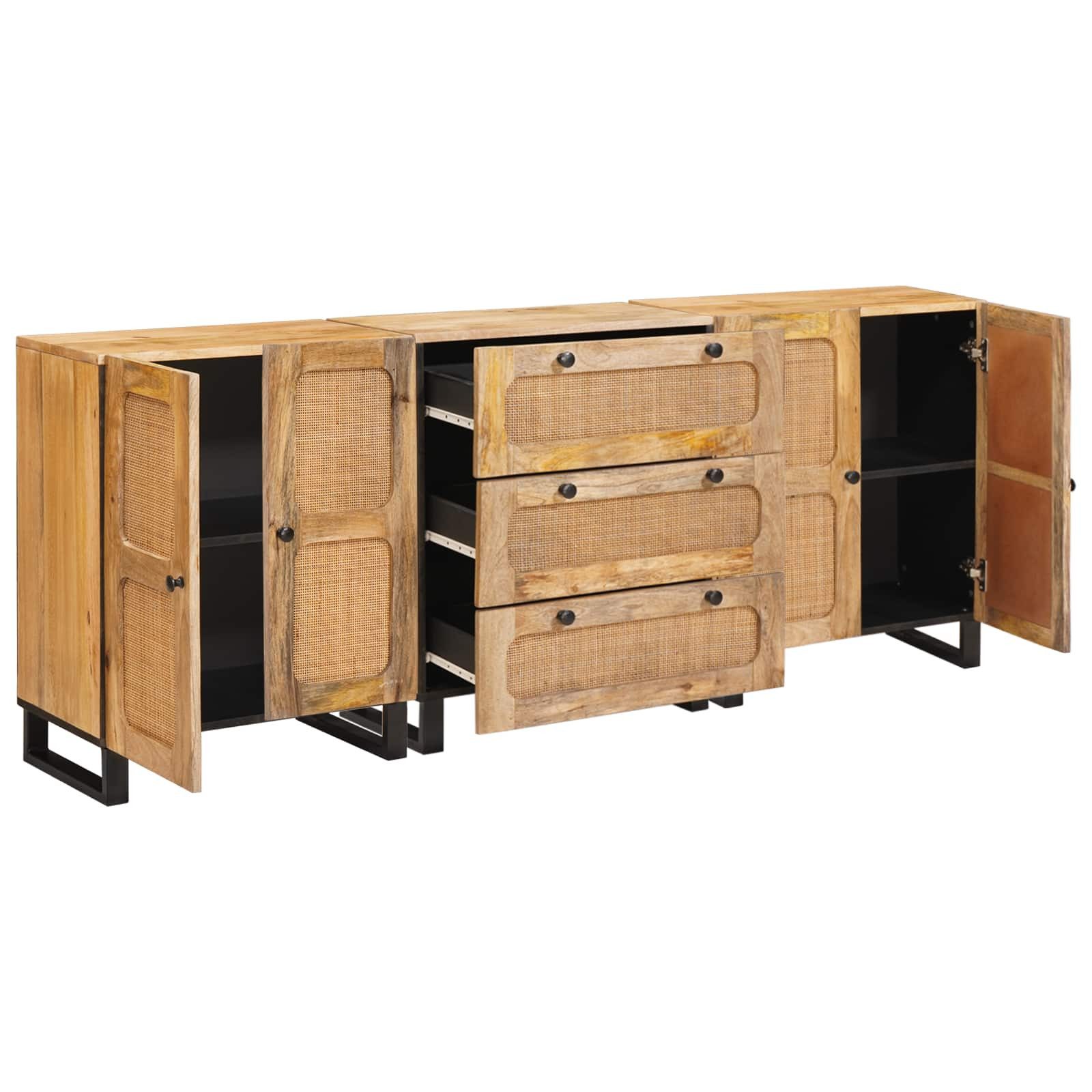 vidaXL Sideboard 180 x 33 x 75 cm Sideboard Braun Massivholz Mango