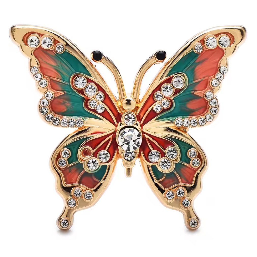 Dark-Desires Brosche Vintage Schmetterling-Brosche mit Strass und Emaille, Damen Brosche vintage Accesssoire retro Anstecknadel
