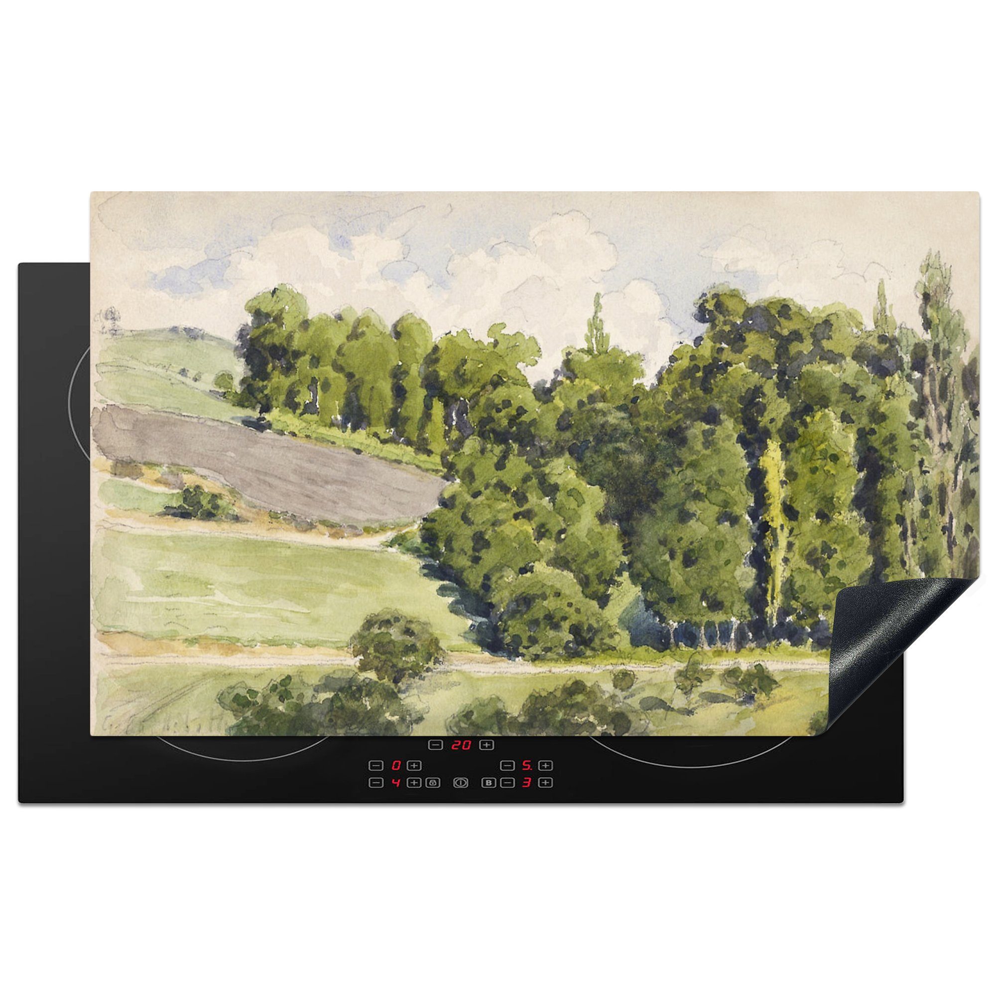 MuchoWow Herdblende-/Abdeckplatte Skizzenbuch - Gemälde von Gustave Caillebotte, Vinyl, (1 tlg), 83x51 cm, Ceranfeldabdeckung, Arbeitsplatte für küche