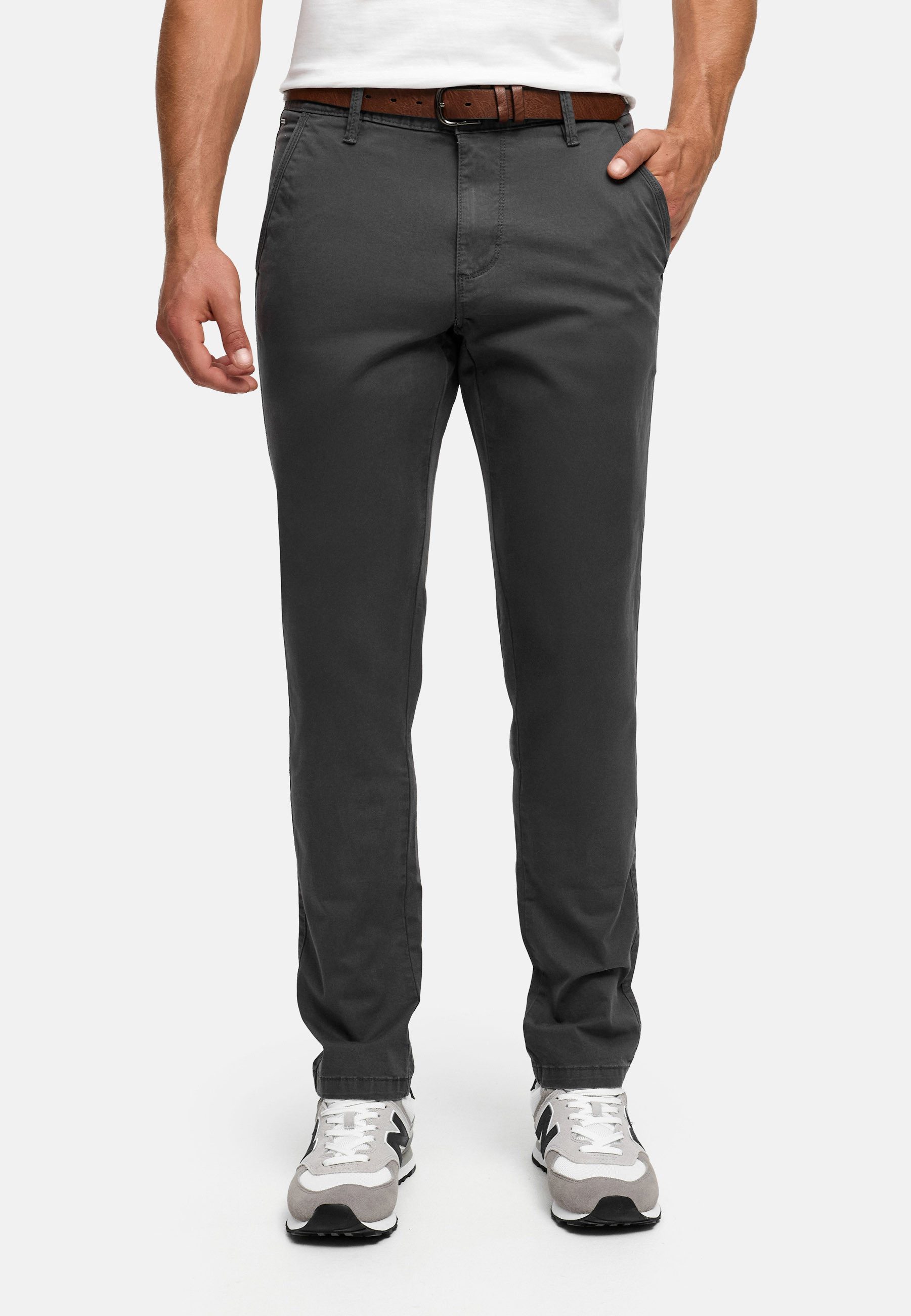 INDICODE Chinohose Herren INPilli Regular-Fit Baumwollhose mit schmaler Passform mit praktischem, integriertem Gürtel