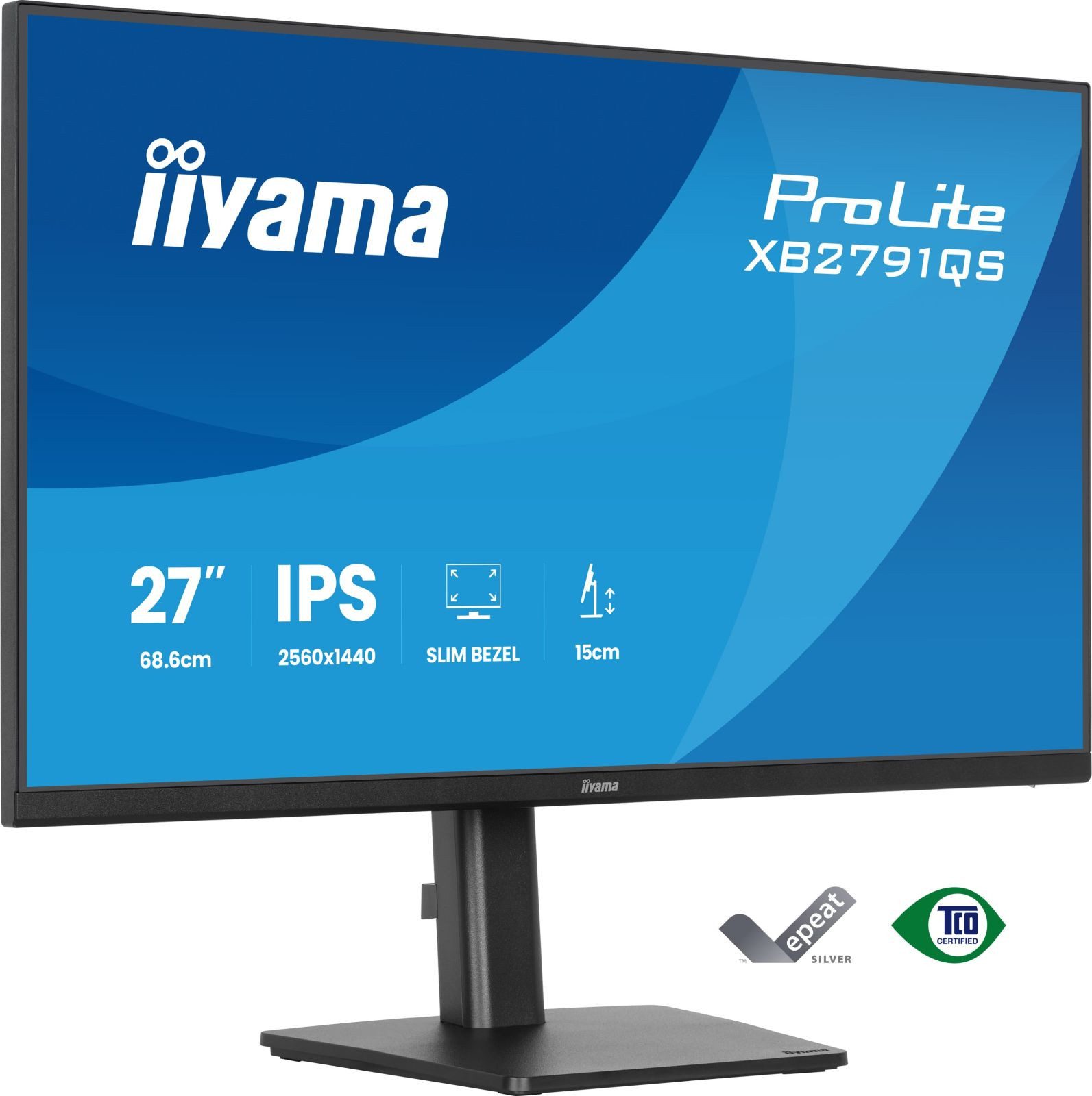 Iiyama XB2791QS-B1 TFT-Monitor (2560 x 1440 px, Quad HD, 75 Hz, IPS, Adaptive-Sync, Lautsprecher, HDCP, Pivot, Höhenverstellbar)