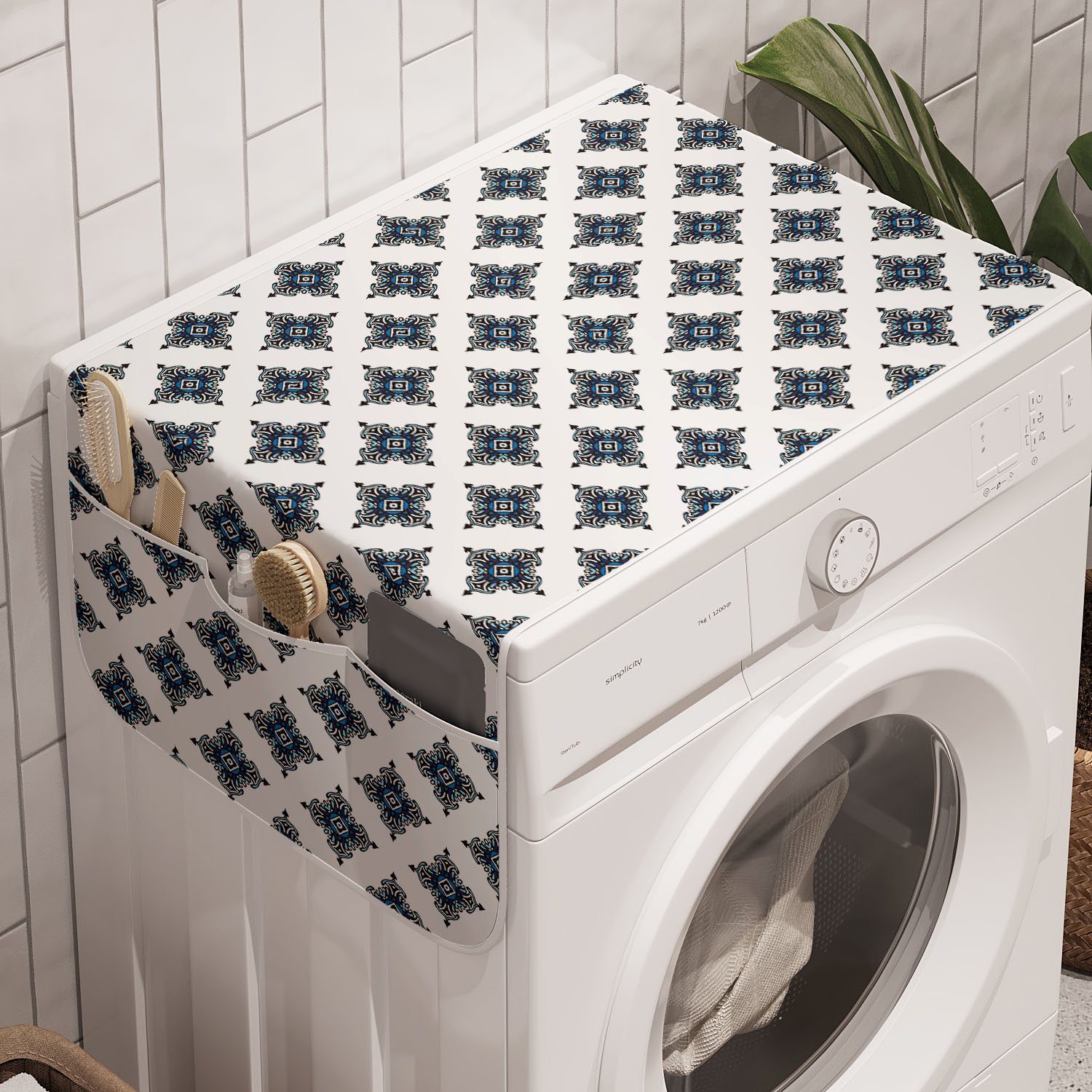 Abakuhaus Badorganizer Anti-Rutsch-Stoffabdeckung für Waschmaschine und Trockner, Viktorianisch Königliche Barock Motive