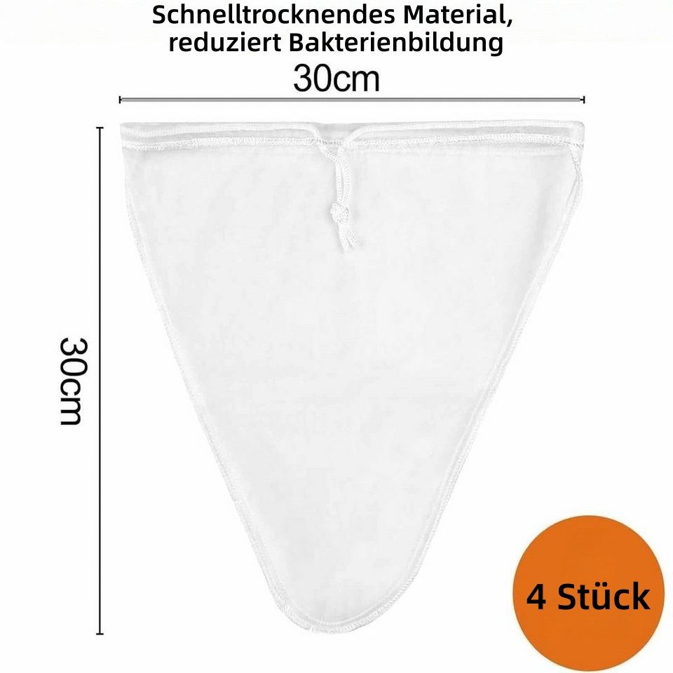 FOUORTUNATE-BEE Passiersieb 4er Set Nussmilchbeutel 80 Mesh, wiederverwendbarer Filterbeutel, (4-St), Filterbeutel für Nussmilch & Mandelmilch, feinmaschig 4 Stück