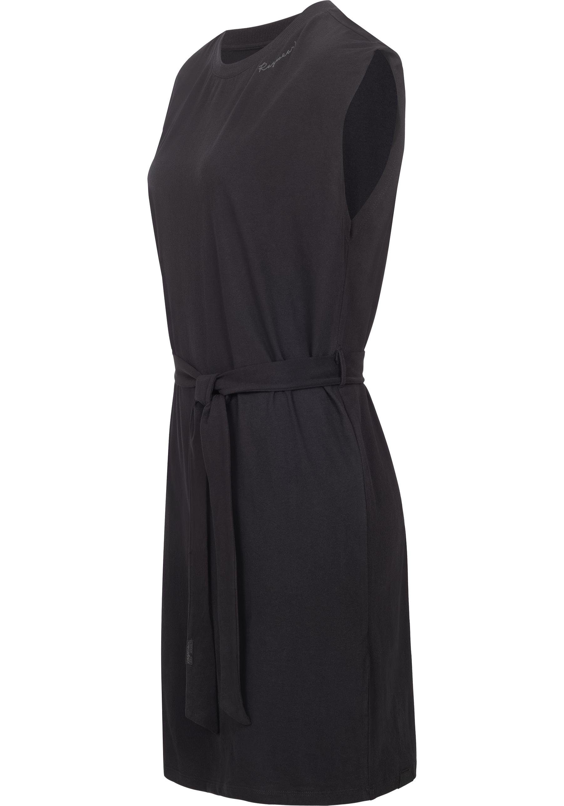 Ragwear Shirtkleid Delocca stylisches Sommerkleid mit an Bindeband der schwarz Taille