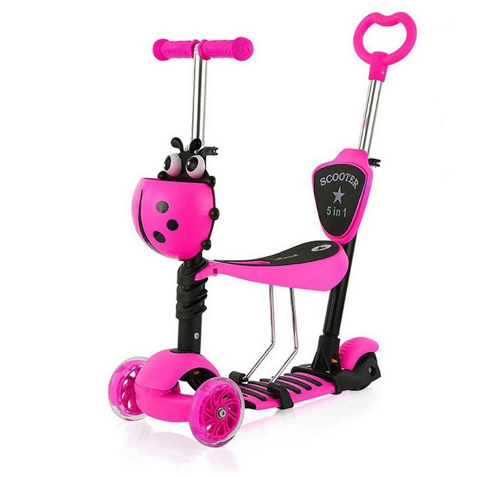 BremToy Sitzscooter 5 in 1 Kinder Roller Scooter mit Sitz LED Räder ab 2 Jahre