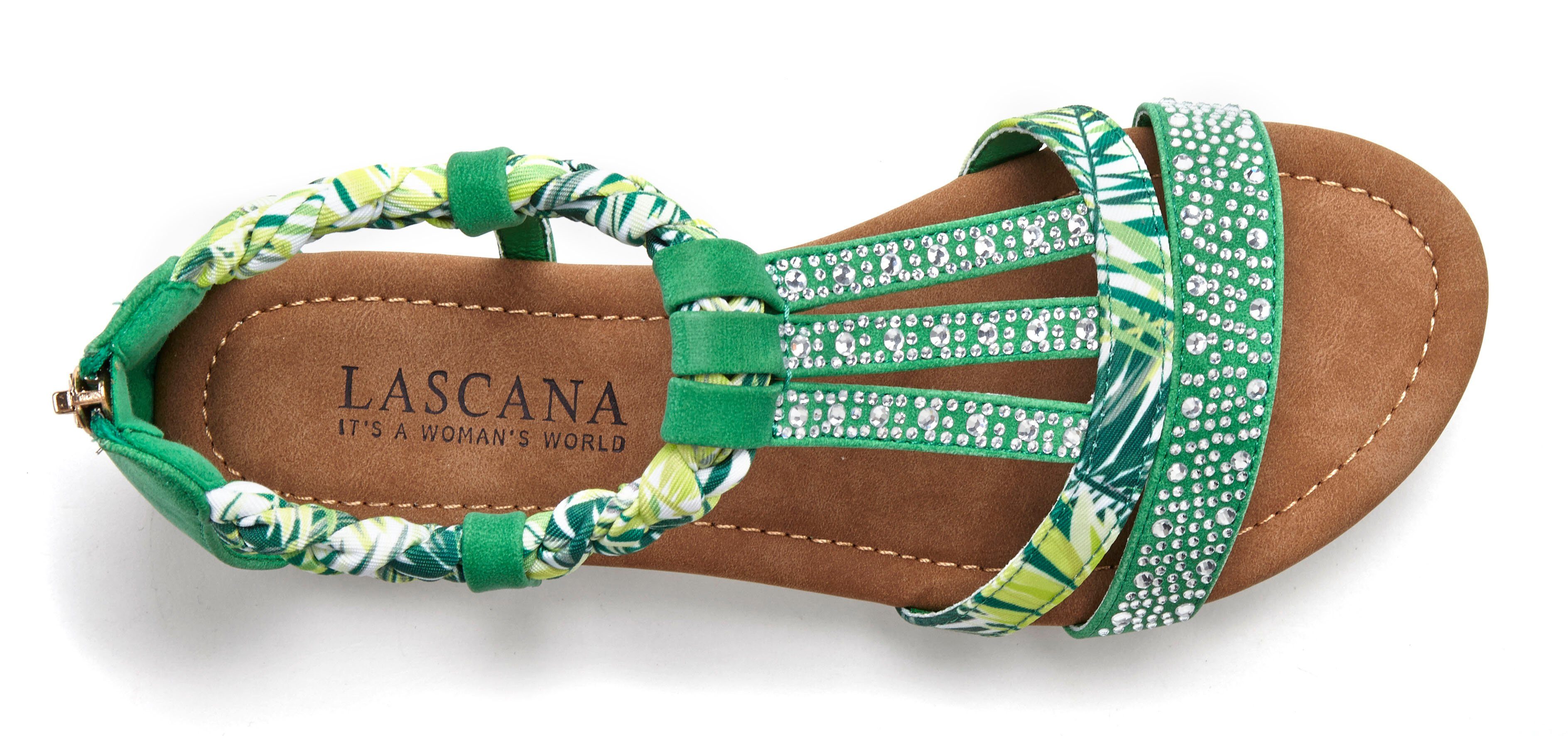 LASCANA Sommerschuh, Sandalette, offener Schuh, Sandale mit aufwendiger Verzierung VEGAN