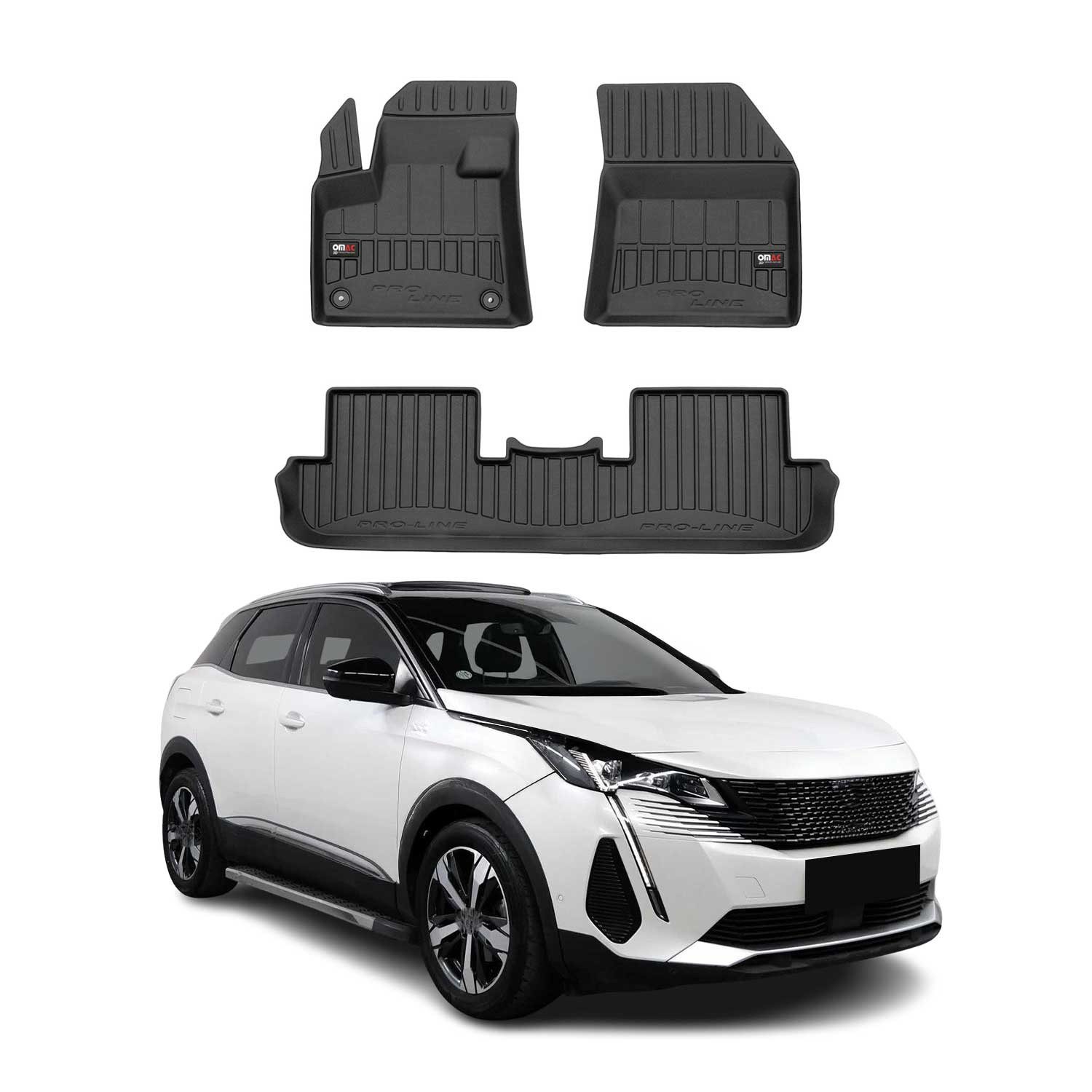 OMAC Auto-Fußmatten für Peugeot 3008 2016-2025 Schwarz 4 tlg TPE (4 St), für Peugeot 3008 2016-2025 Peugeot 3008 2016-2025, Antirutsch,Wasserfest,Einfache Installation