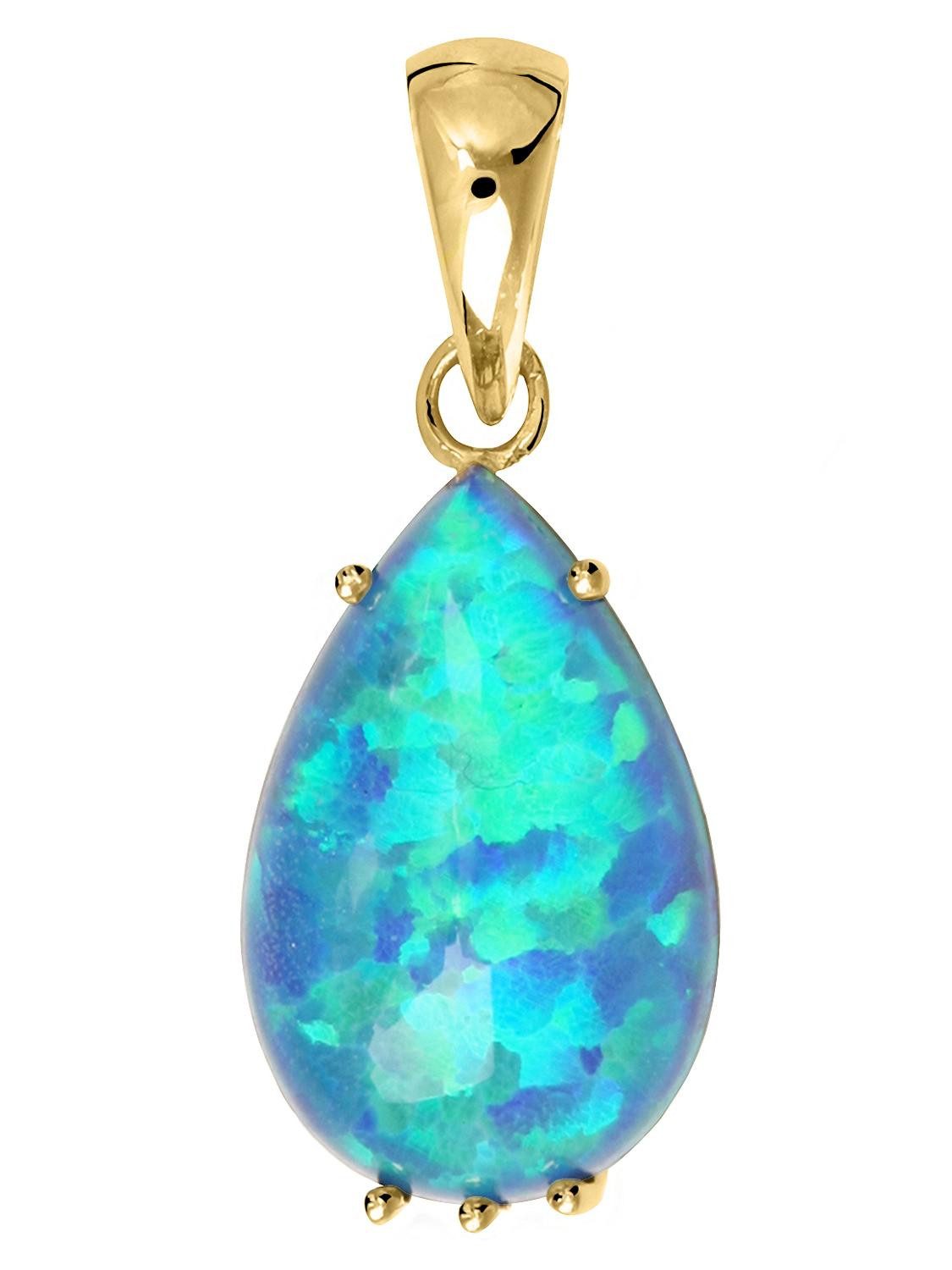 My Gold Kettenanhänger Damen Opal Anhänger Gold 585 Goldanhänger ECHTER Edelstein - Ajanta (Set, 1-tlg., inkl. Schmuckbox), Geschenke