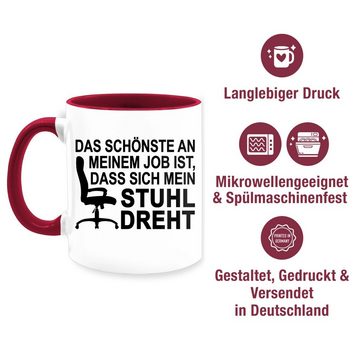 Shirtracer Tasse Das schönste an meinem Job ist, dass sich der Stuhl dreht - schwarz, Keramik, Kaffeetasse Job Geschenk