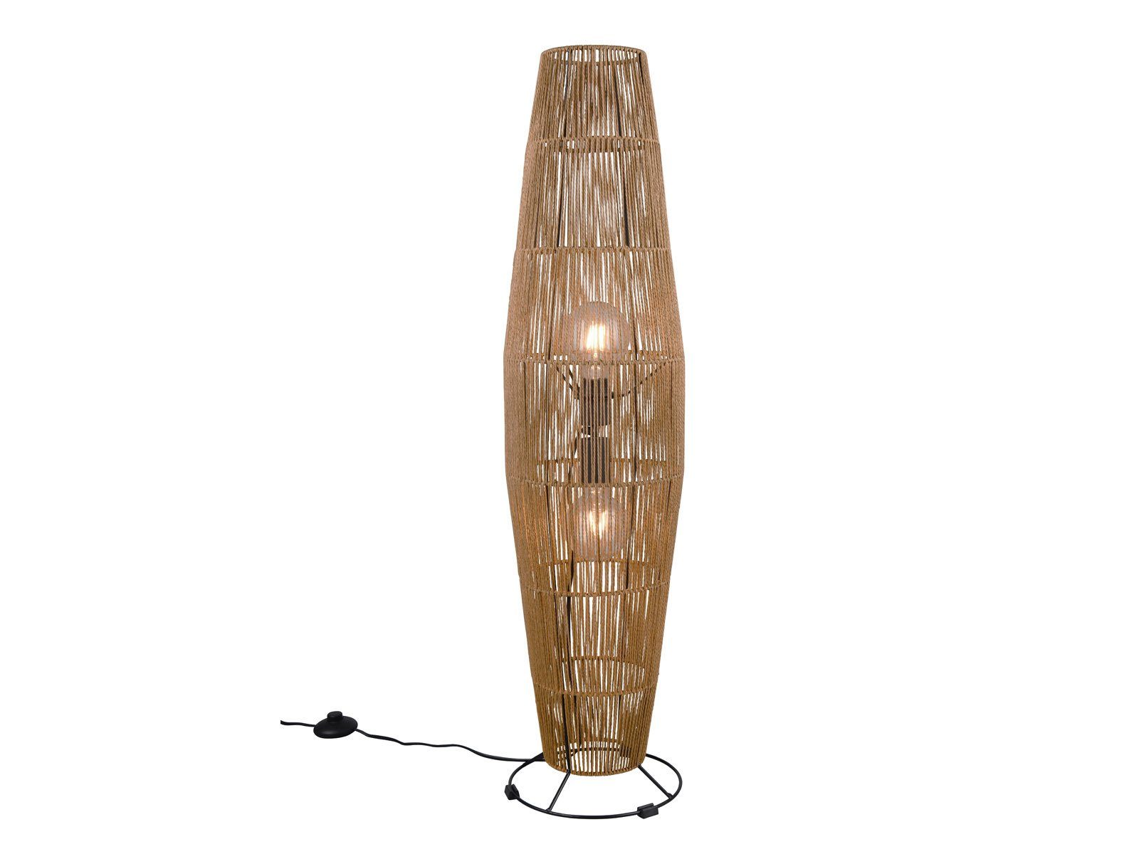 Stehlampe, LED Lampenschirm meineWunschleuchte wechselbar, H kleine 103cm warmweiß, dimmbar Papier, Dimmfunktion, LED Ecke, Korb-lampe aus Boho