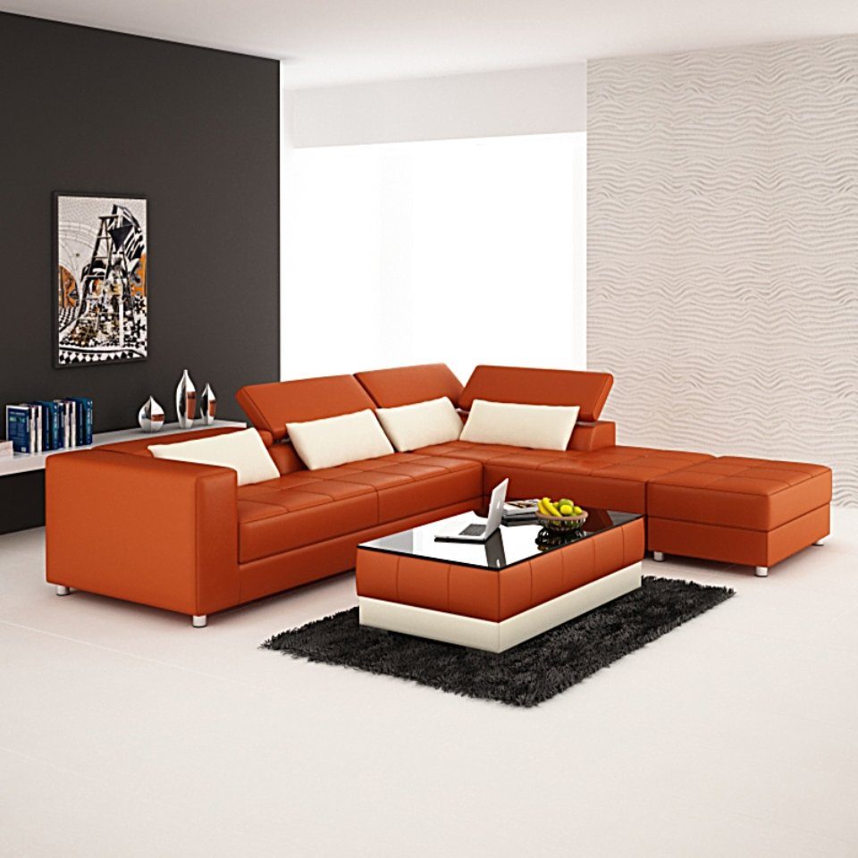JVmoebel Ecksofa, Ledersofa Couch Modern Eck Wohnlandschaft Ecksofa Sofa Design