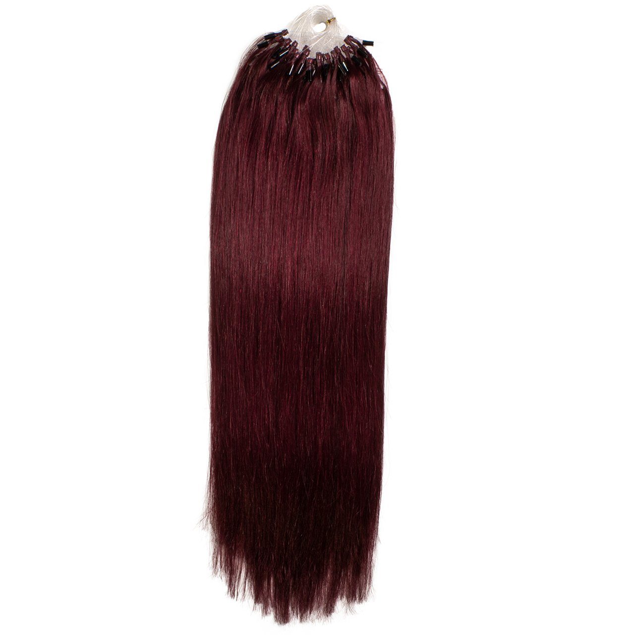 hair2heart Echthaar-Extension Premium Microring 50cm #55/66 Extensions Hellbraun Violett