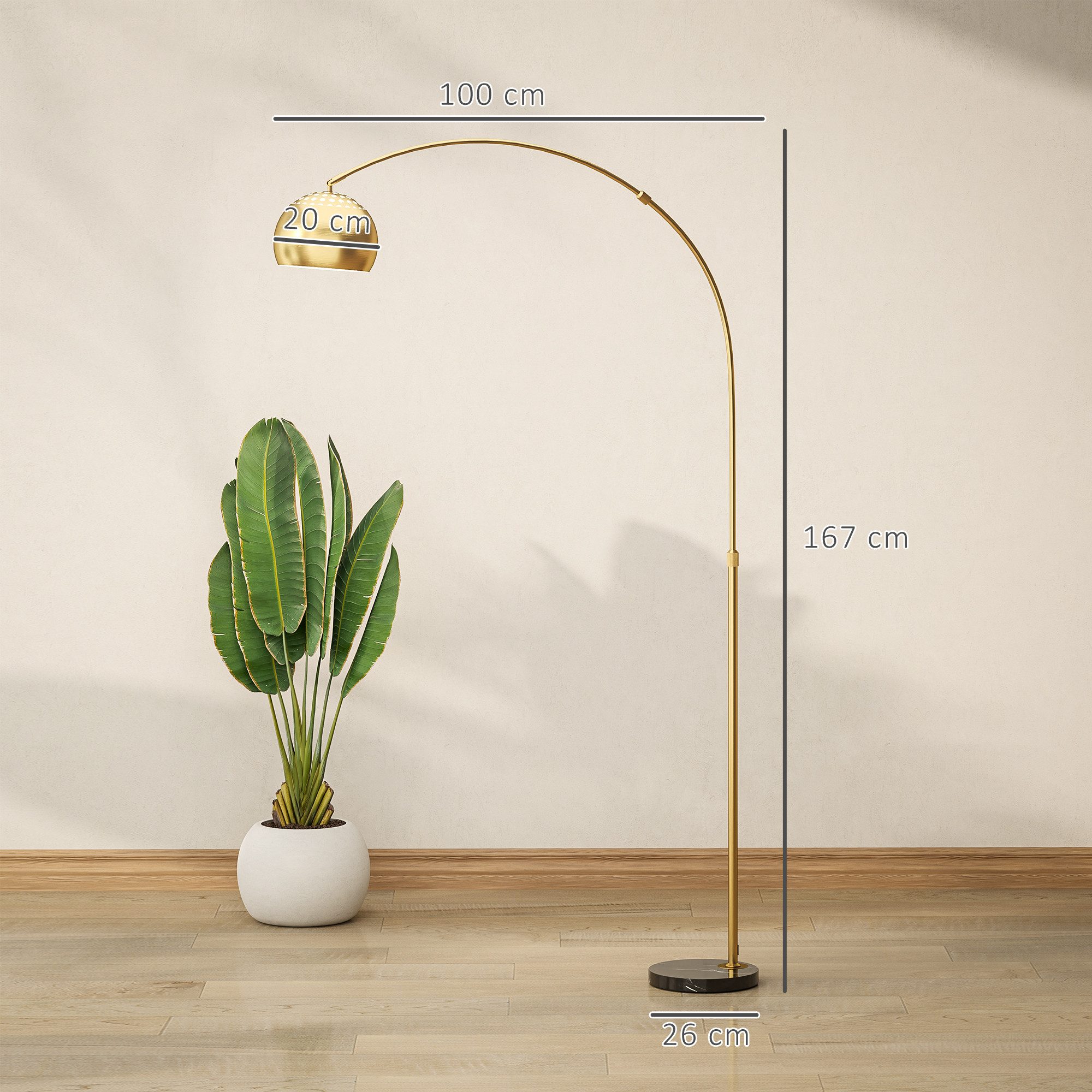 HOMCOM Stehlampe mit Marmorsockel, Verstellbarem Lampenschirm, Fußschalter E27 Fassung, ohne Leuchtmittel, für Schlafzimmer Büro, exkl. Glühbirne