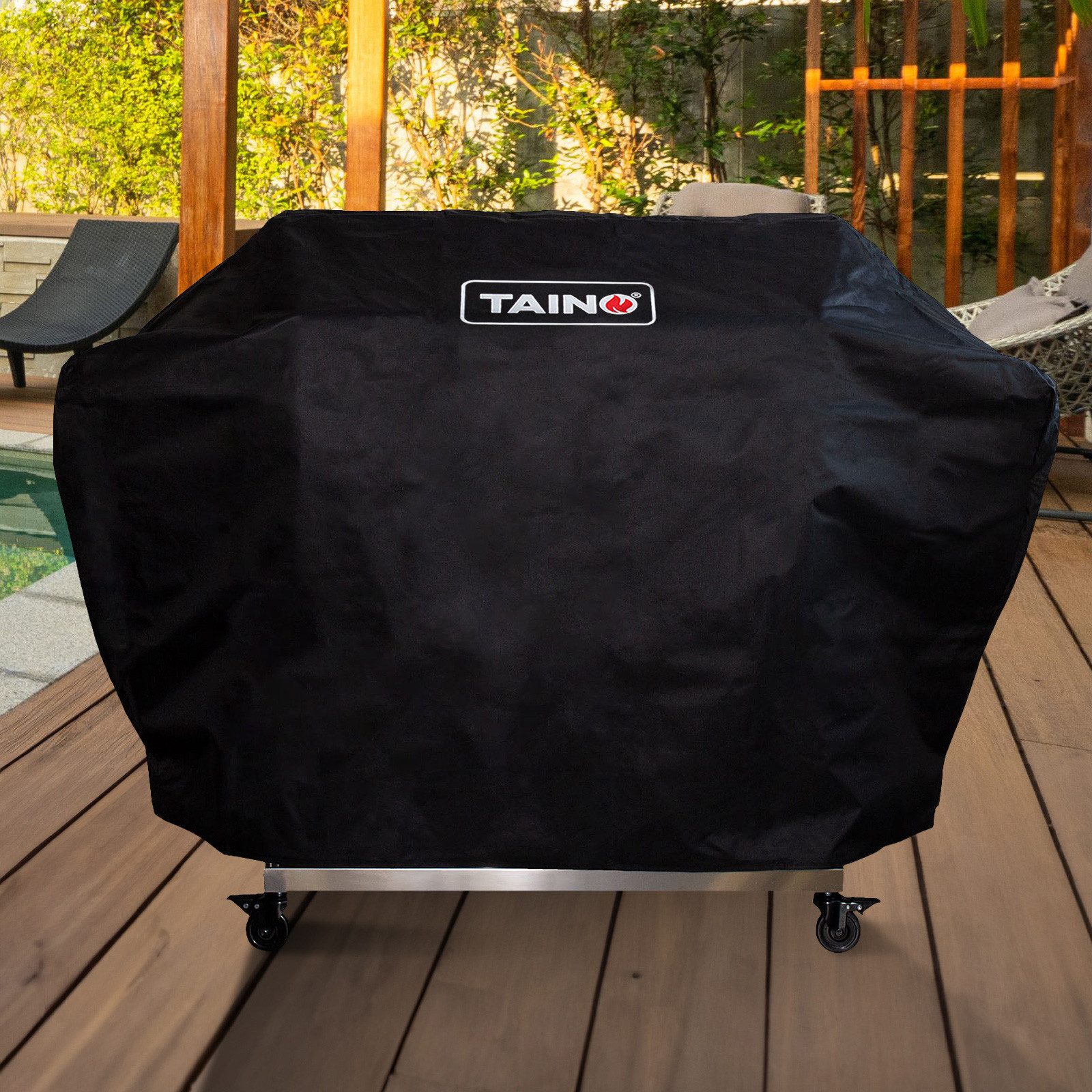 TAINO Grillabdeckhaube PLATINUM/YAMARA/BLACK 6-Brenner 165 x 55 x 105 (BxTxH), 600D Polyester
