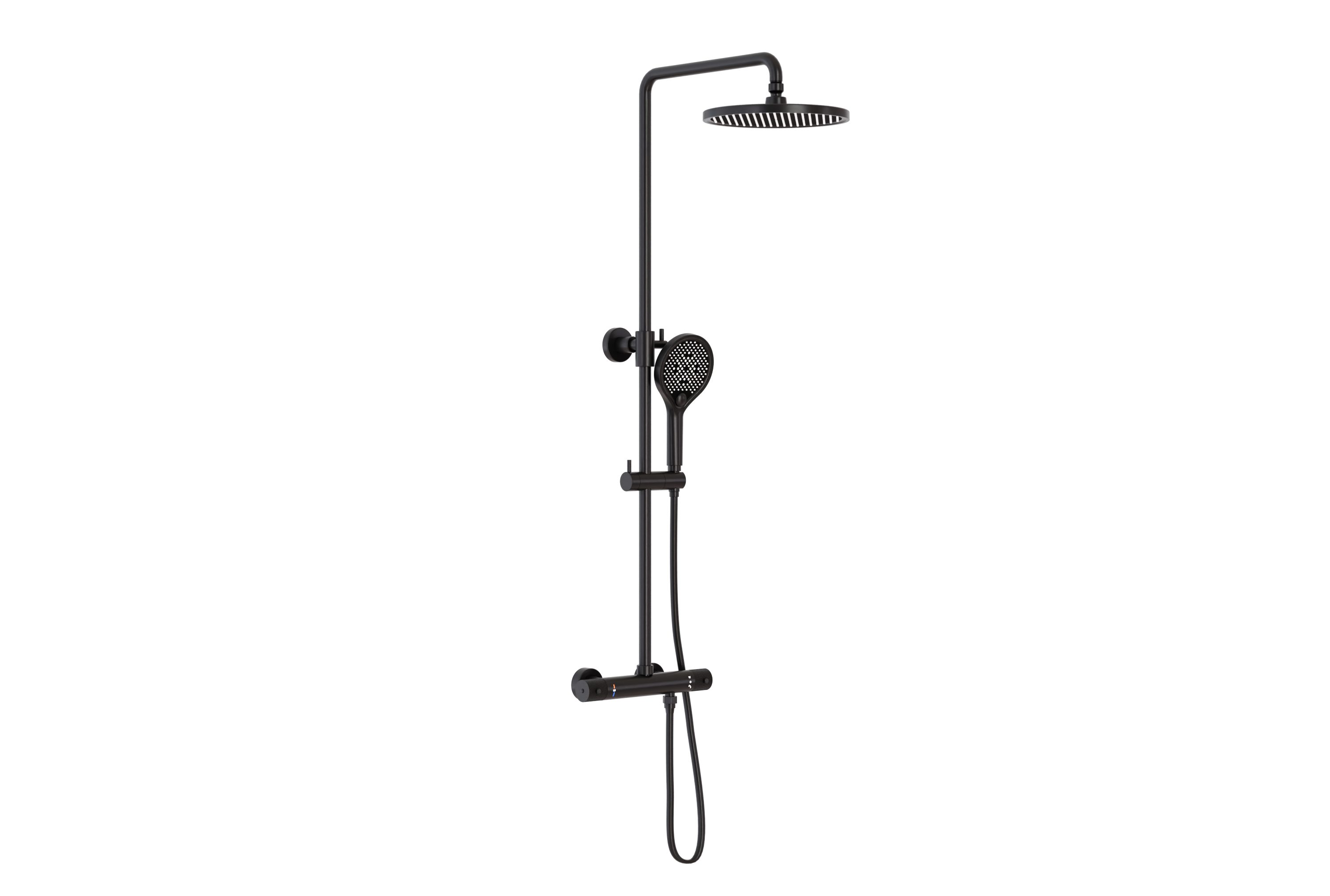 Bernstein Duschsystem 4011 PRO, Duschsäule Thermostat Schwarz - Inkl. Handbrause & Regenduschkopf