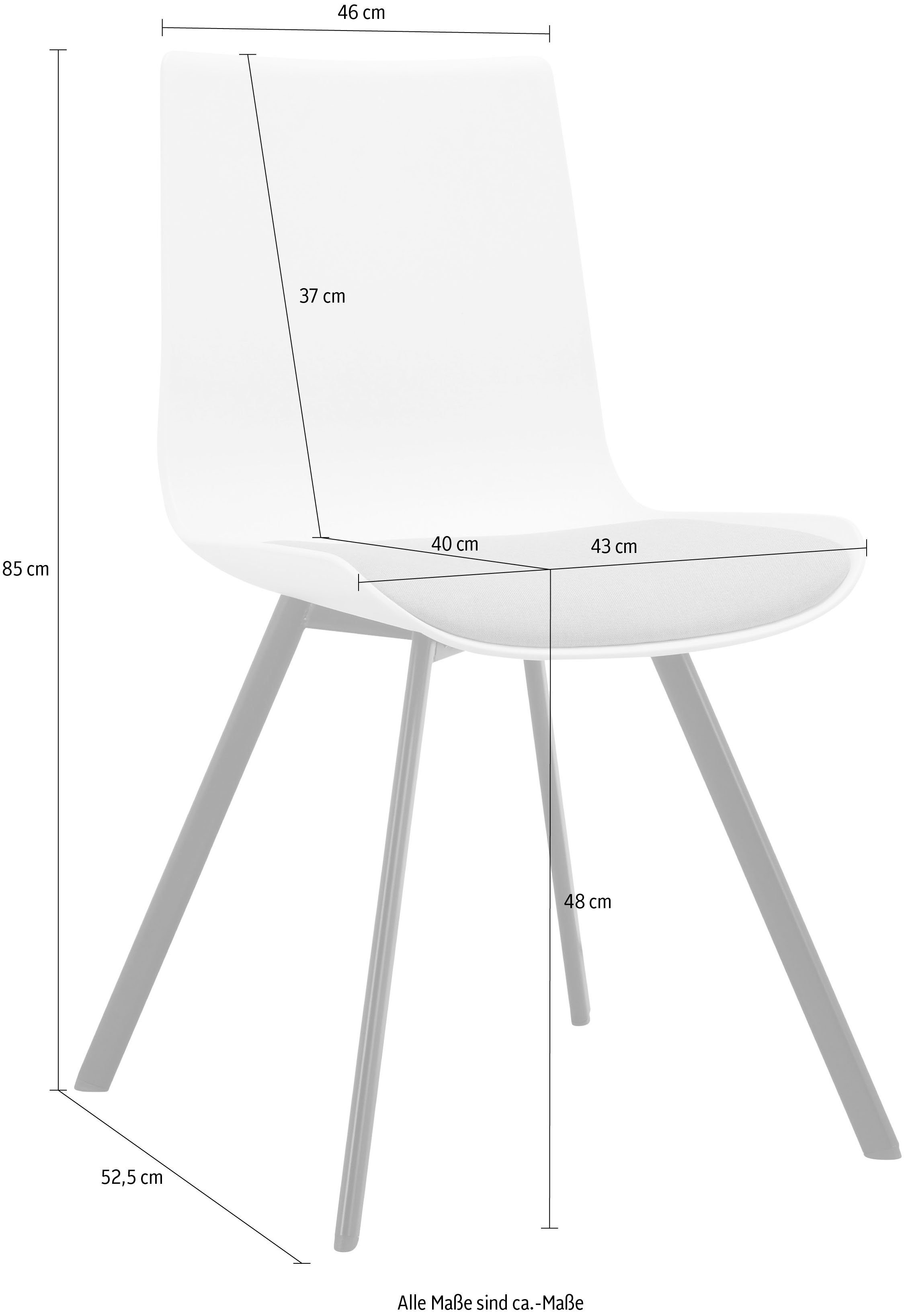 weiß Sitzkissen, (2 Metall, Gestell Esszimmerstuhl St), Sitzhöhe cm grau aus Ayden festmontierte 48 | INOSIGN