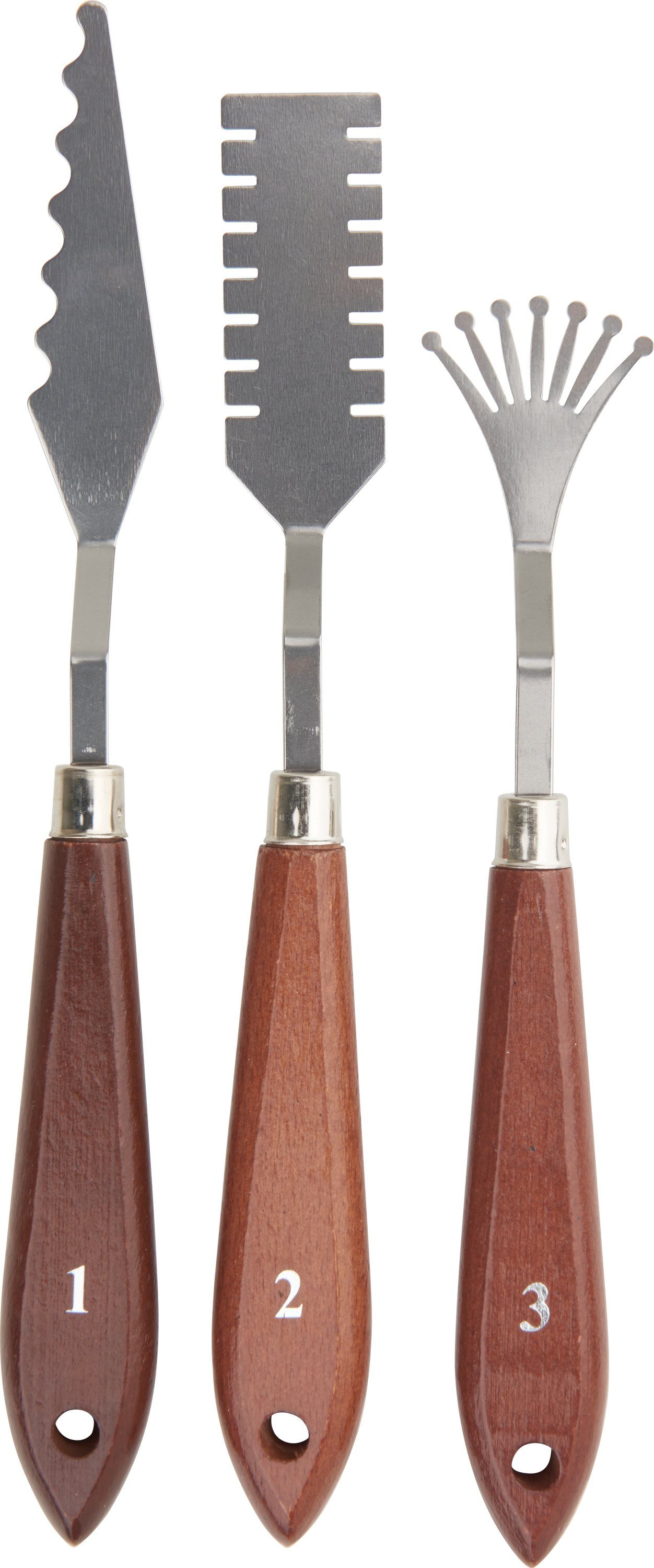 Kreul Blasebalg Malmesser Metallklingen und Holzgriffen, 3 Stück