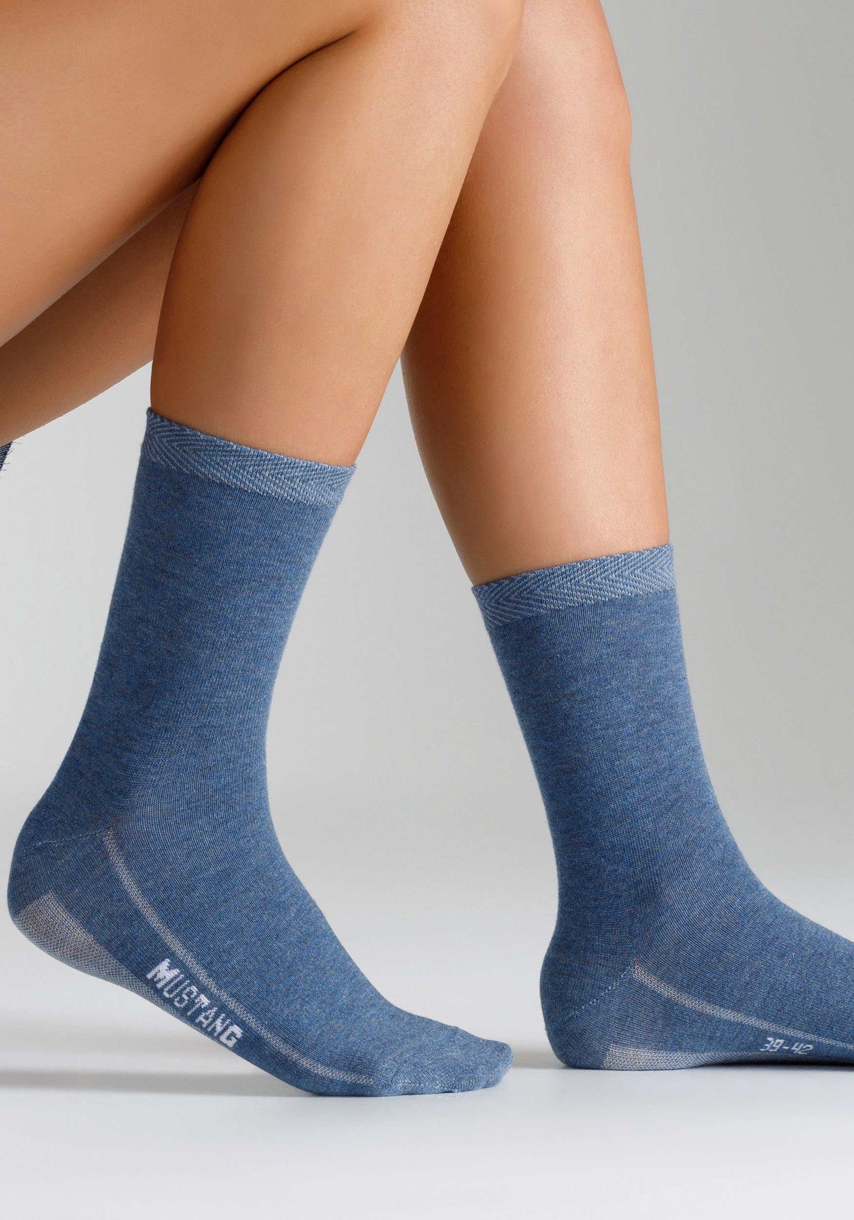 MUSTANG Socken (Packung, 6-Paar) Verstärktem Fersen- und Zehenbereich,  Tolles 6er Pack Socken von Mustang für Damen