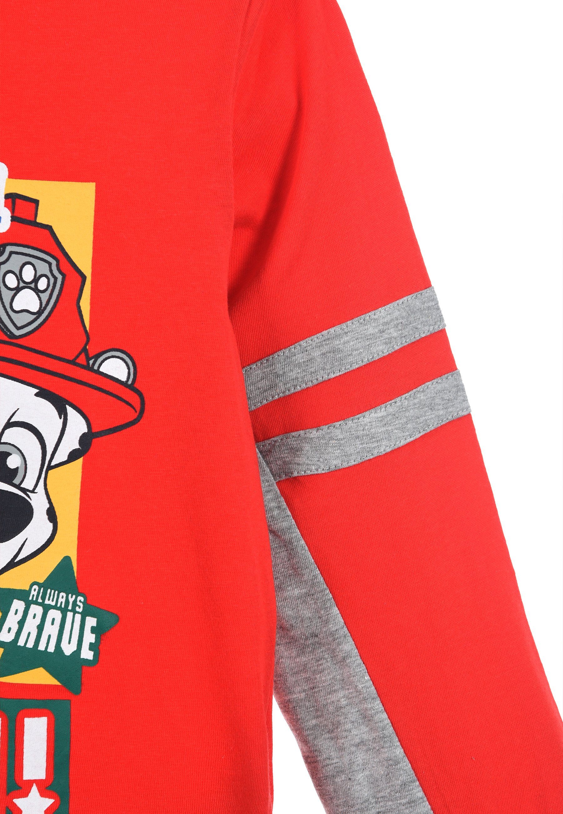 PAW PATROL Langarmshirt Chase Rubble Marshall Longsleeve T-Shirt Rot Jungen Oberteil Kinder