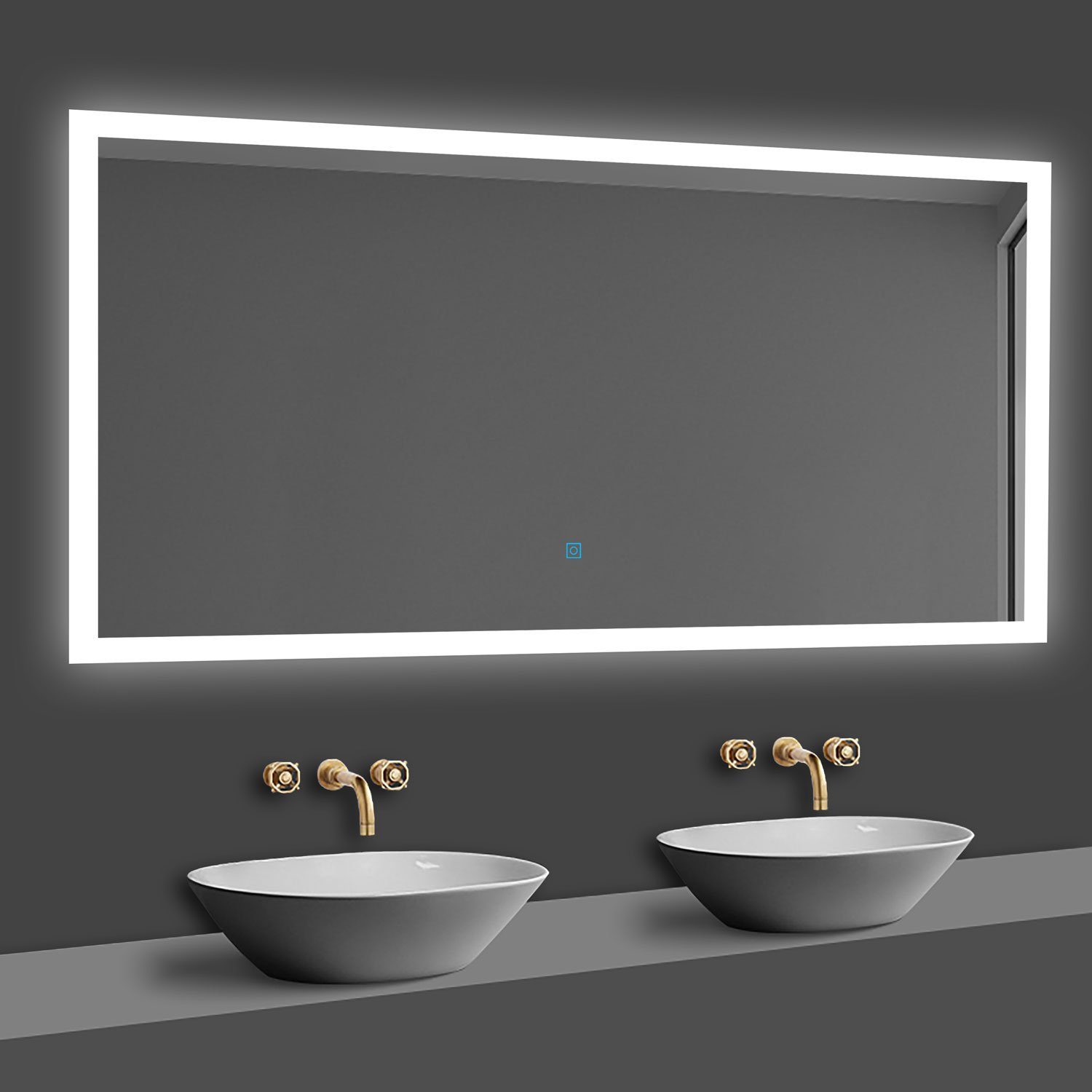 duschspa LED-Lichtspiegel Badspiegel 50-120 cm, Touch-Schalter Kaltweiß