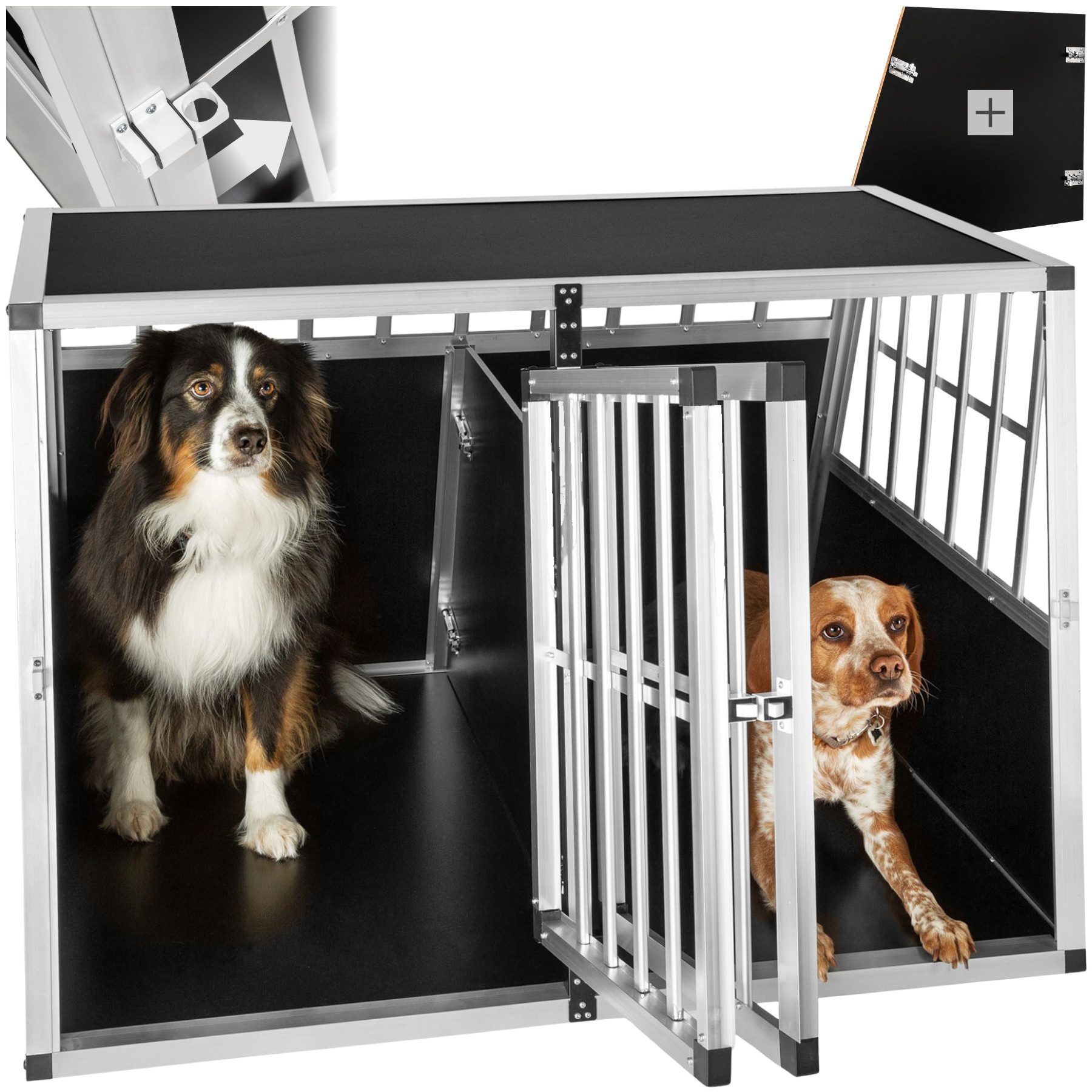 tectake Tiertransportbox Hundetransportbox doppel, mit schräger Rückwand