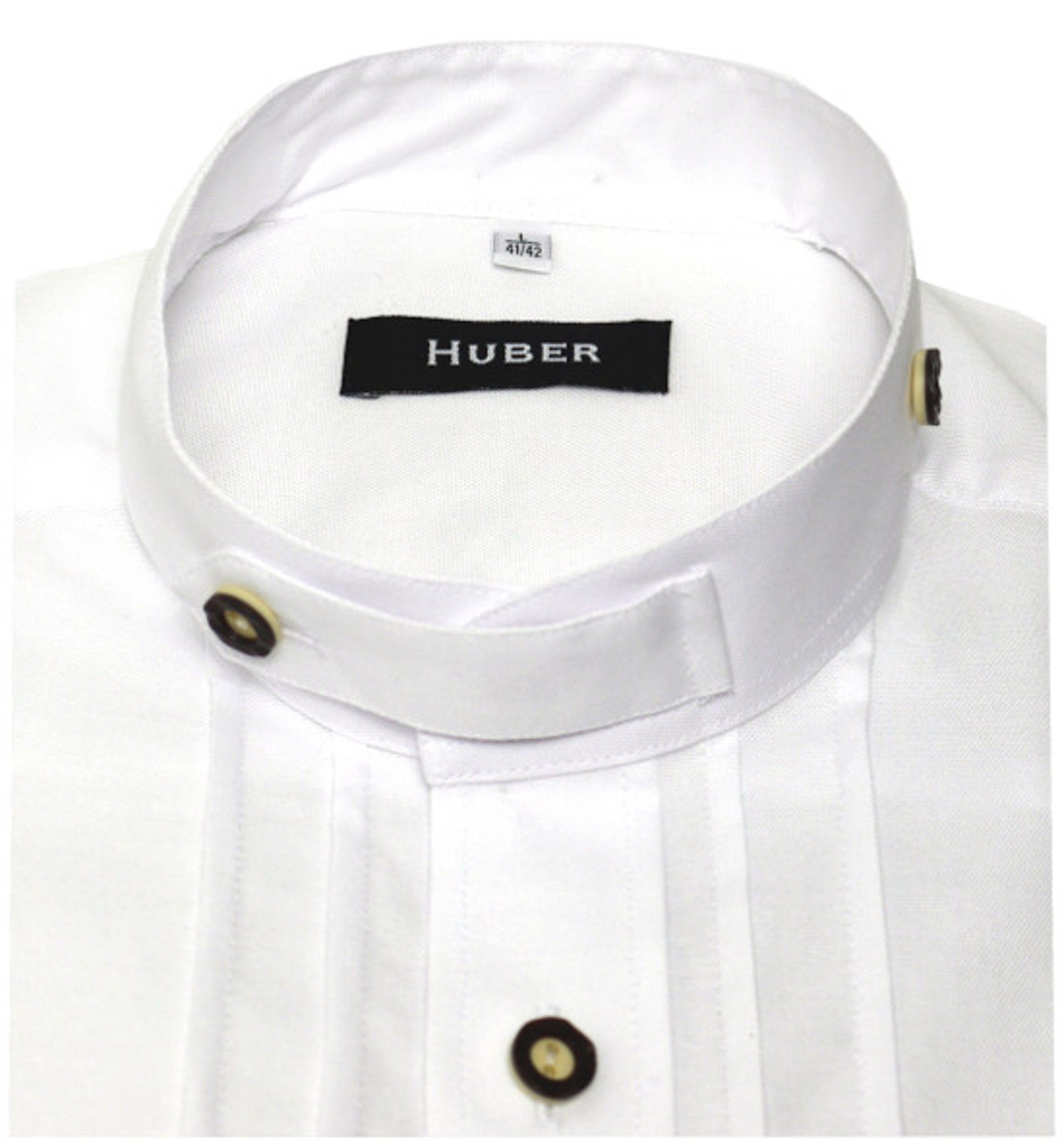 Regular/Comfort-gerader Stehkragen HU-0705 Plissee/Biesen Schnitt Huber Hemden Trachtenhemd
