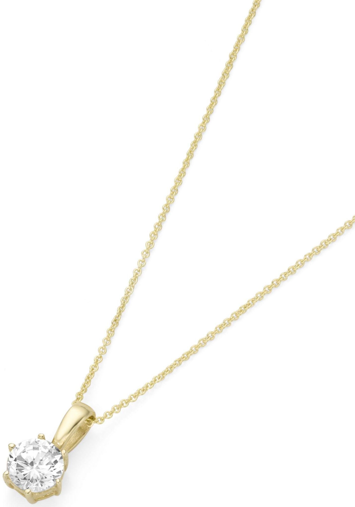 Firetti Kette mit Anhänger Schmuck Geschenk Gold 375 Halsschmuck Halskette Goldkette Ankerkette, mit Zirkonia (synth)