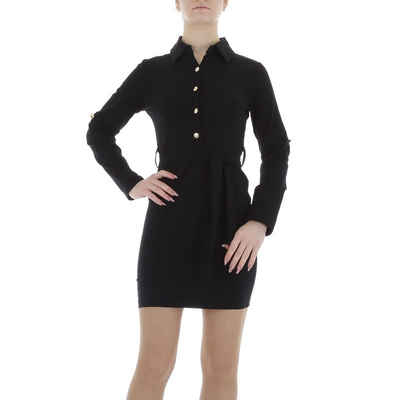 Ital-Design Minikleid Damen Freizeit Stretch Blusenkleid in Schwarz