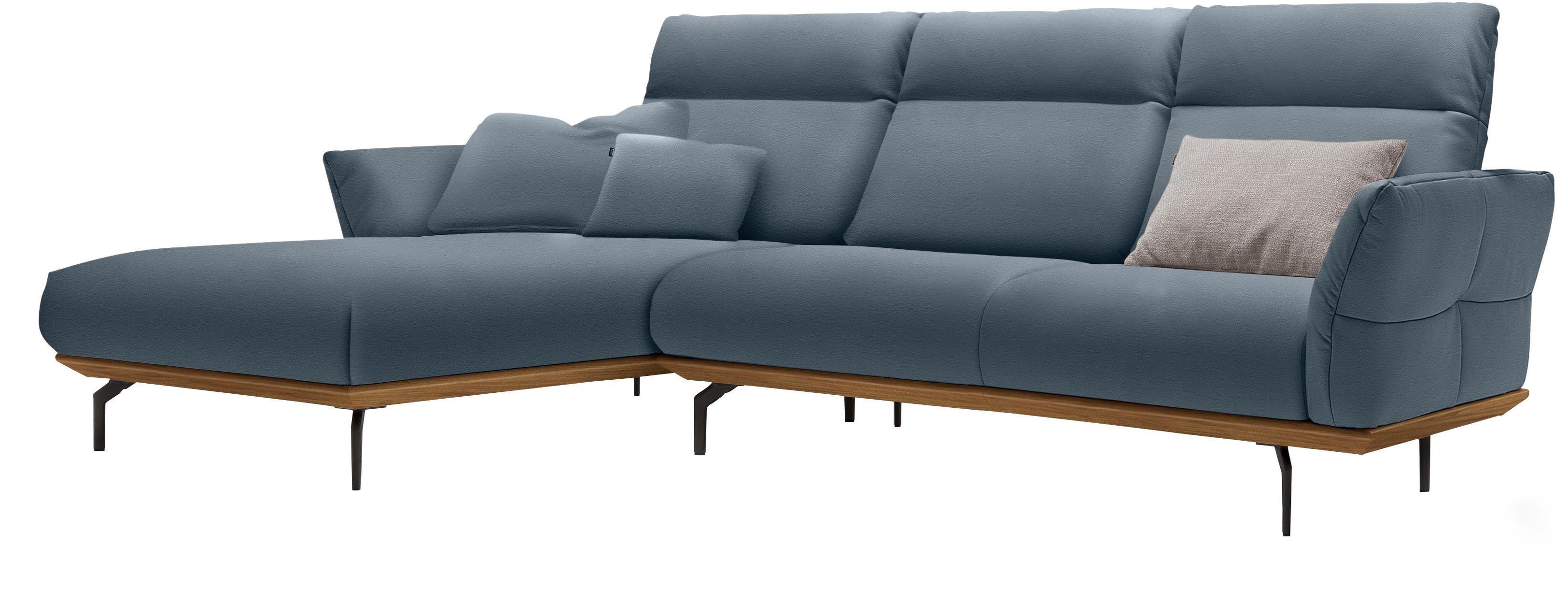 hülsta sofa Ecksofa hs.460, cm Sockel Breite Nussbaum, Winkelfüße in in Umbragrau, 298