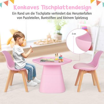 COSTWAY Kindersitzgruppe, (3-tlg), mit Kindertisch, 2 Stühlen, aus Buchenholz