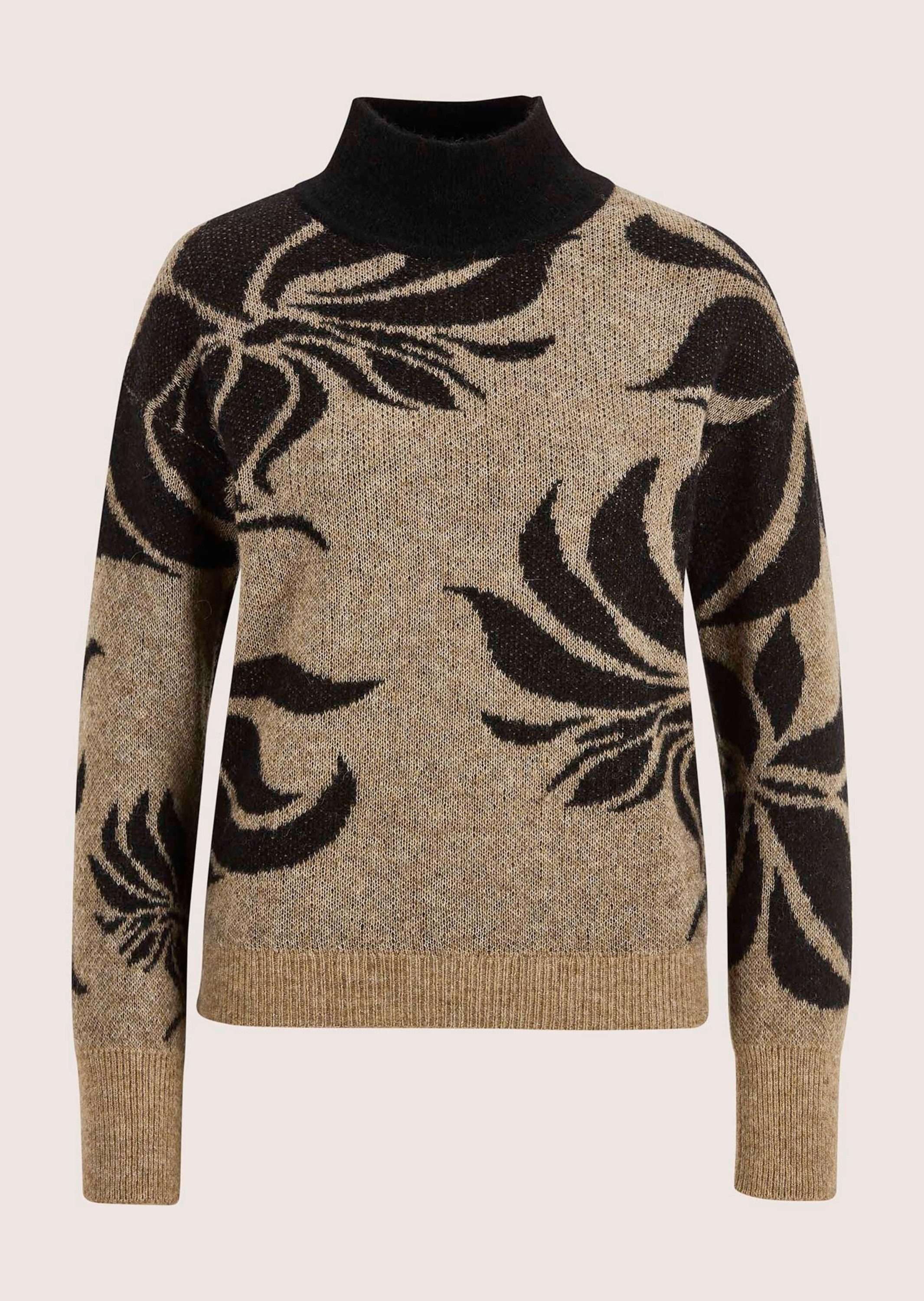 Strickpullover Stilvoller Wollpullover mit floralem Jacquard-Muster
