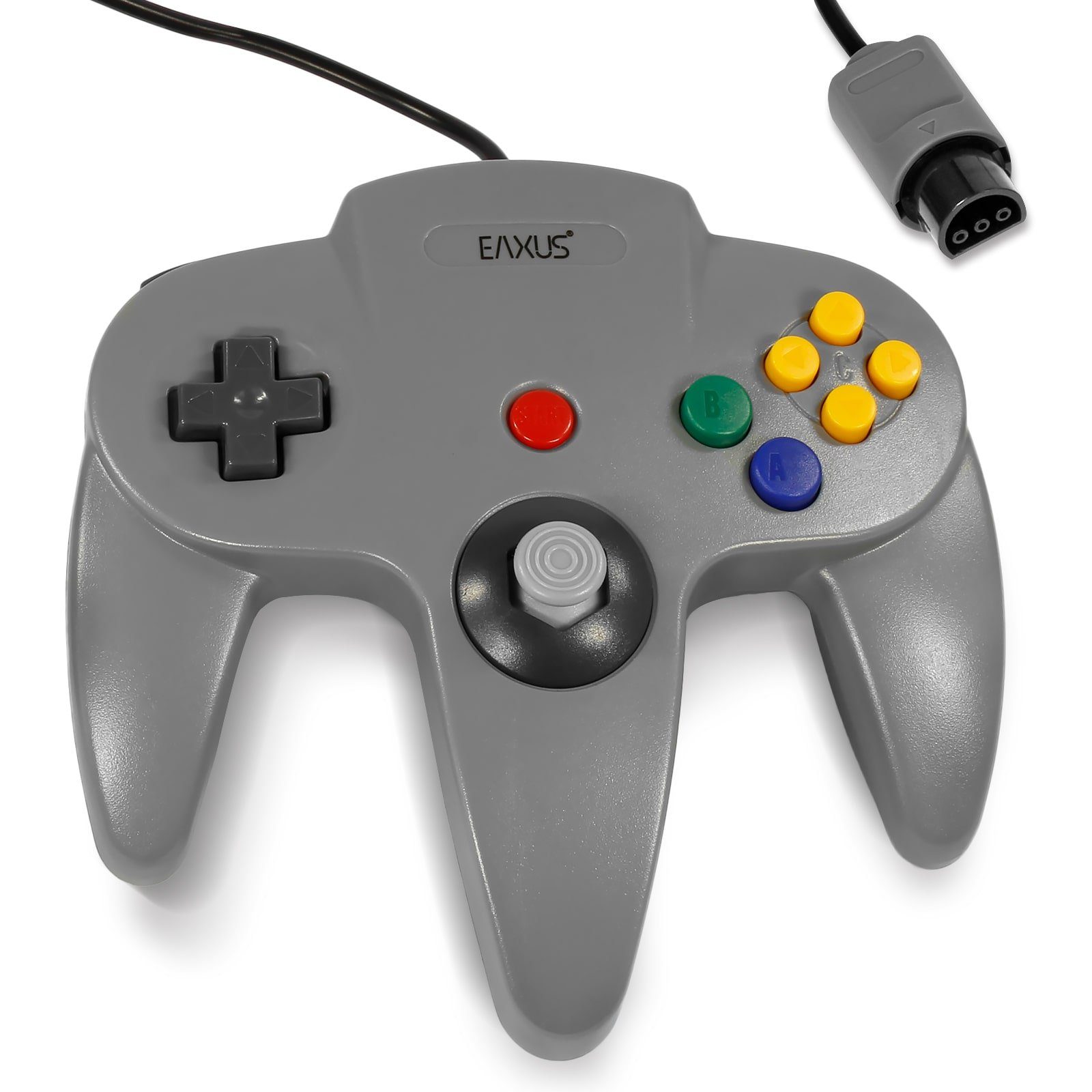 EAXUS Gamepad für Controller (1 für 64 in Nintendo St., N64) Schwarz/Grau