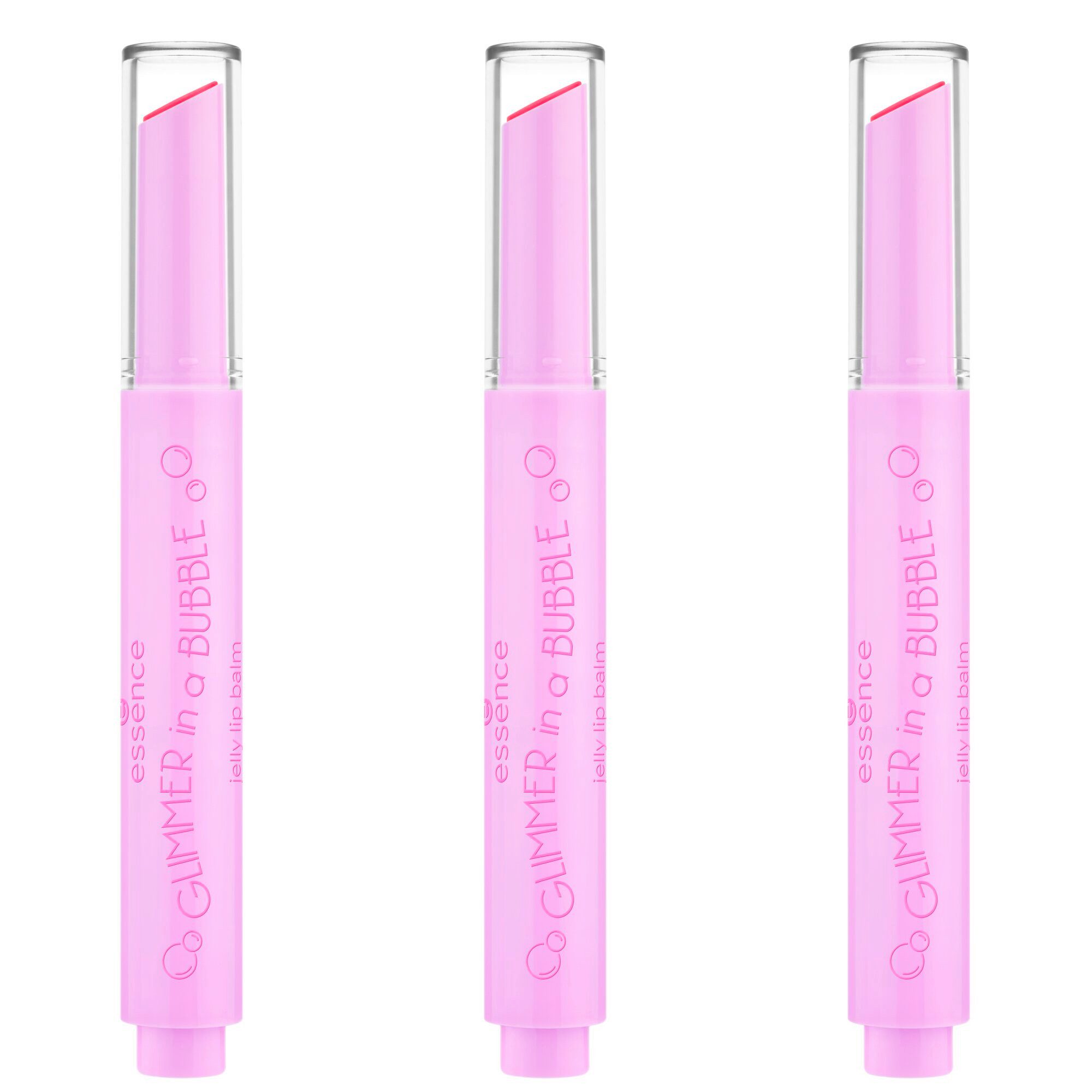 Essence Lippenbalsam GLIMMER IN A BUBBLE jelly lip balm, 3-tlg.