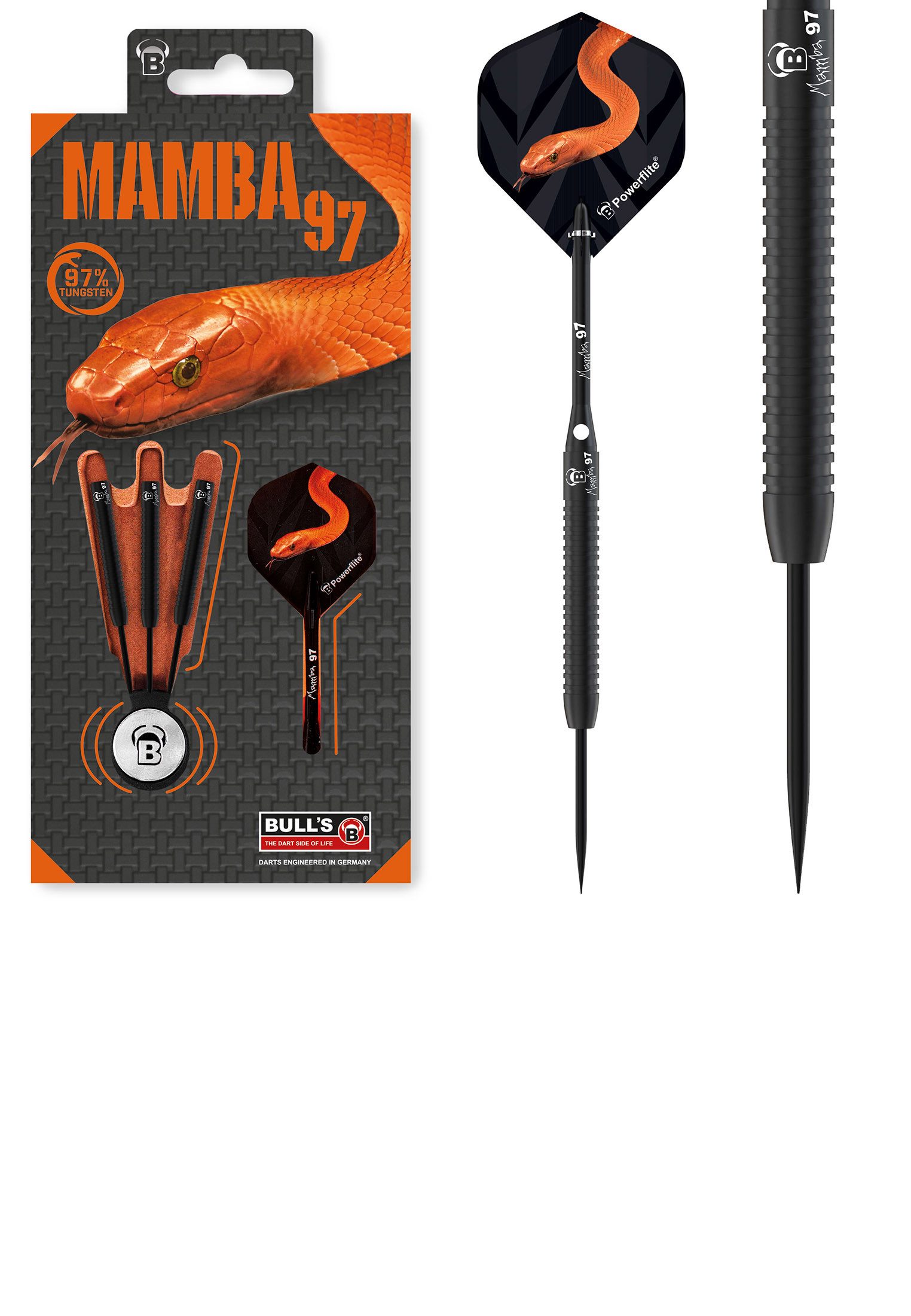 BULL'S Dartpfeil Mamba 97 M2 Dartpfeile 97% Tungsten Darts-Set Profi, unisex neutral