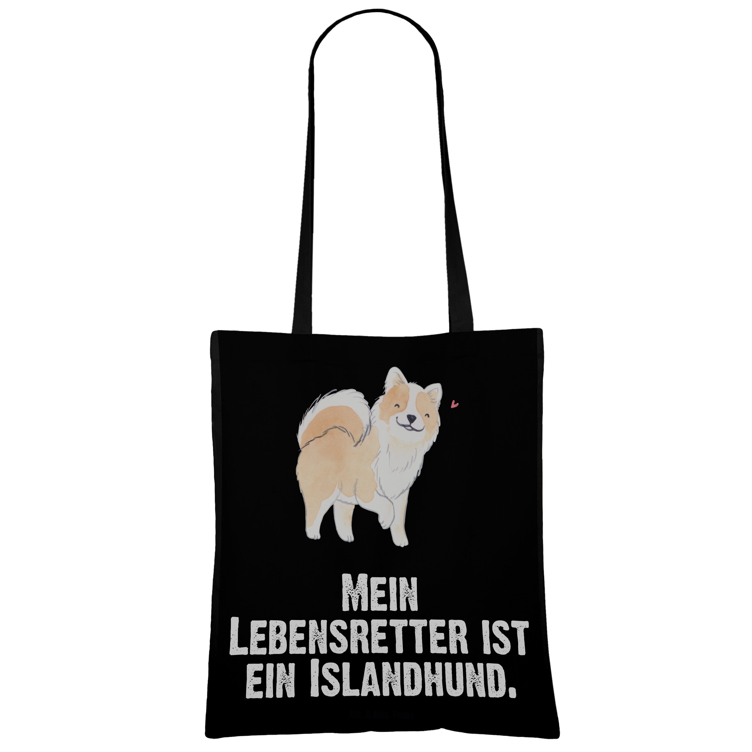 & Islandhund - Panda (1-tlg) Mrs. Stoffbeutel, Tragetasche Schwarz Hunderasse - Mr. Lebensretter Geschenk,