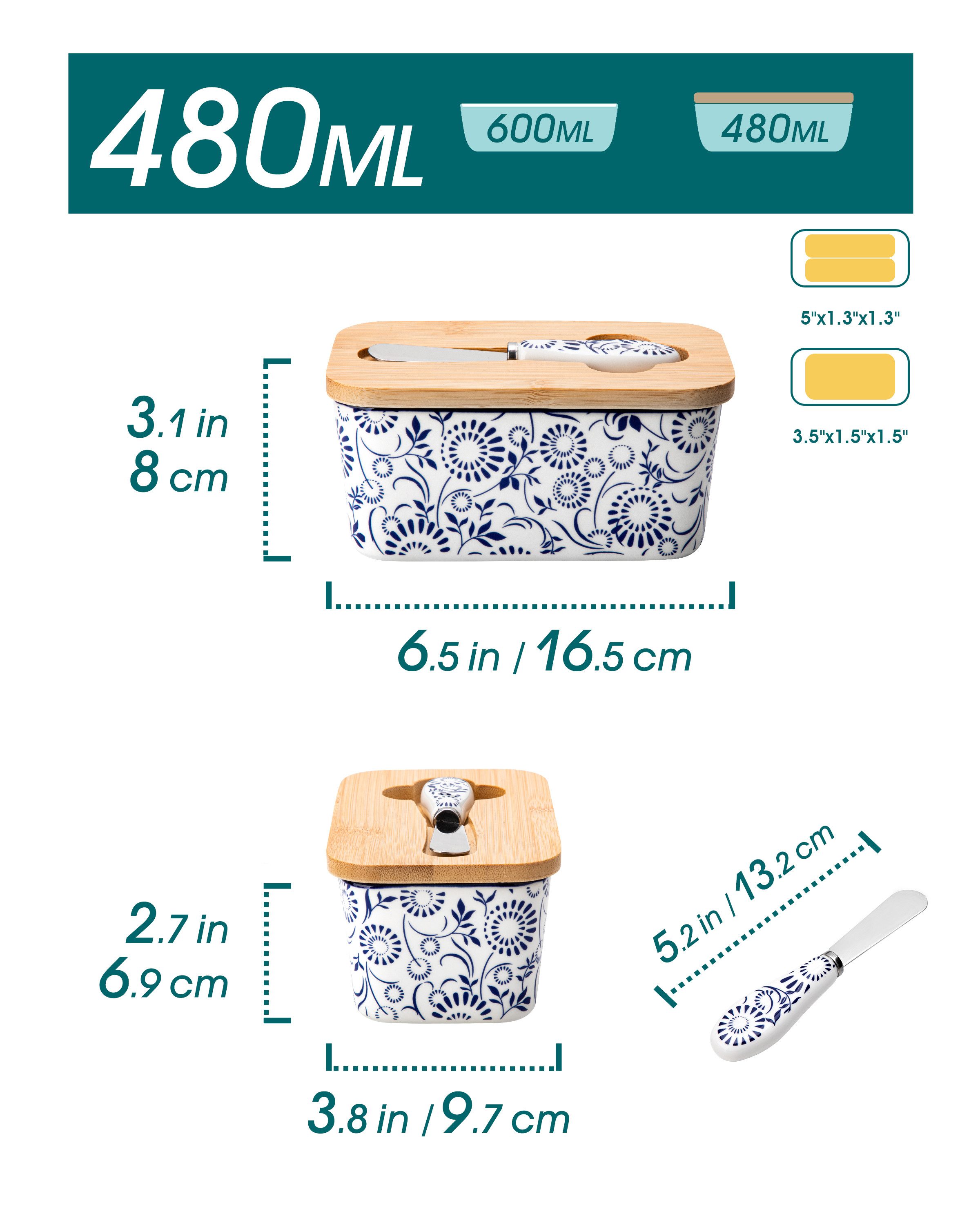 vancasso Butterdose Porzellan Butterdose mit Deckel, Butterbestreichmesser, (1-tlg), Sonnenblumen