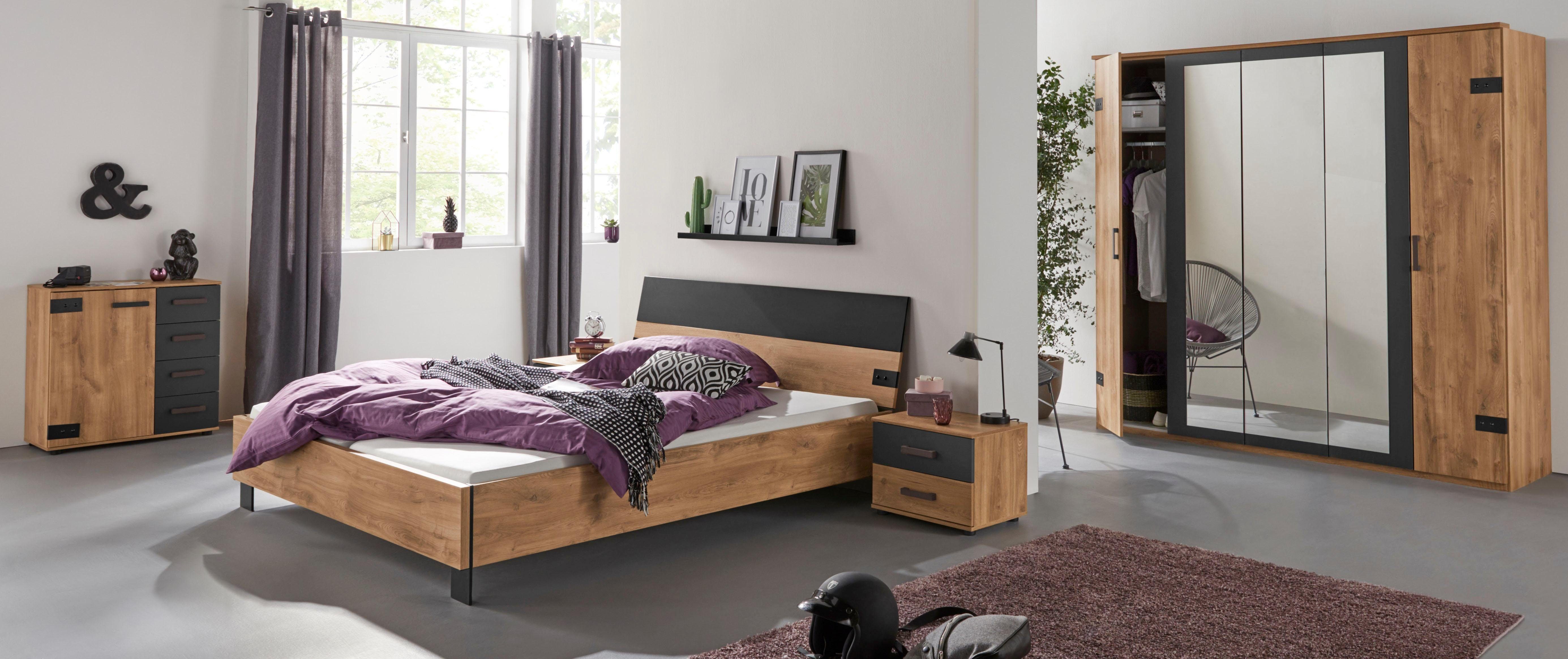 Wimex Drehtürenschrank Malmö, Kleiderschrank mit Spiegel, Made in Germany im Industrial Look, 180 oder 225cm breit