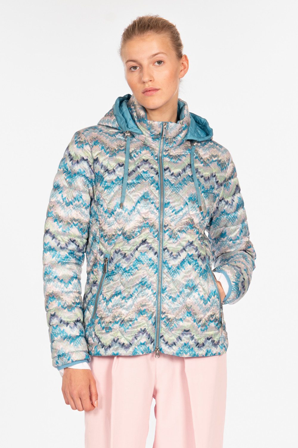 Green Goose Steppjacke Wellensteppjacke "Zick-Zack-Print" (1-St)