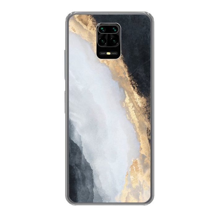 MuchoWow Handyhülle Abstrakt - Farbe - Gold - Schwarz - Marmor Phone Case Handyhülle Xiaomi Redmi Note 9 Pro Silikon Schutzhülle